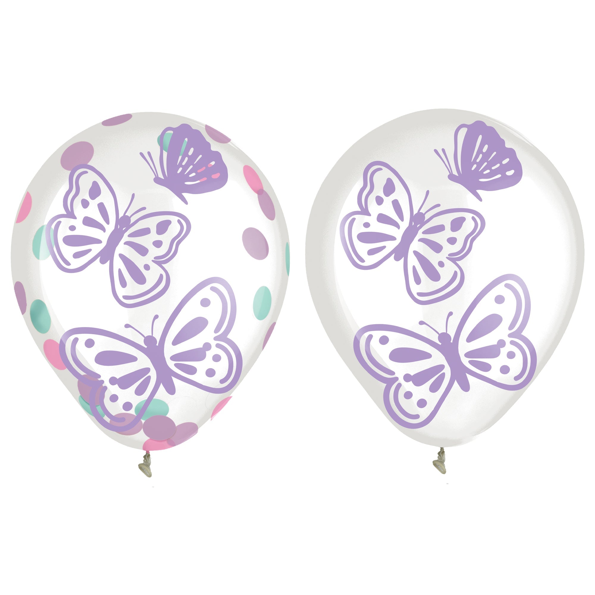 Flutter 6 Latex Balloons with Confettis  12in