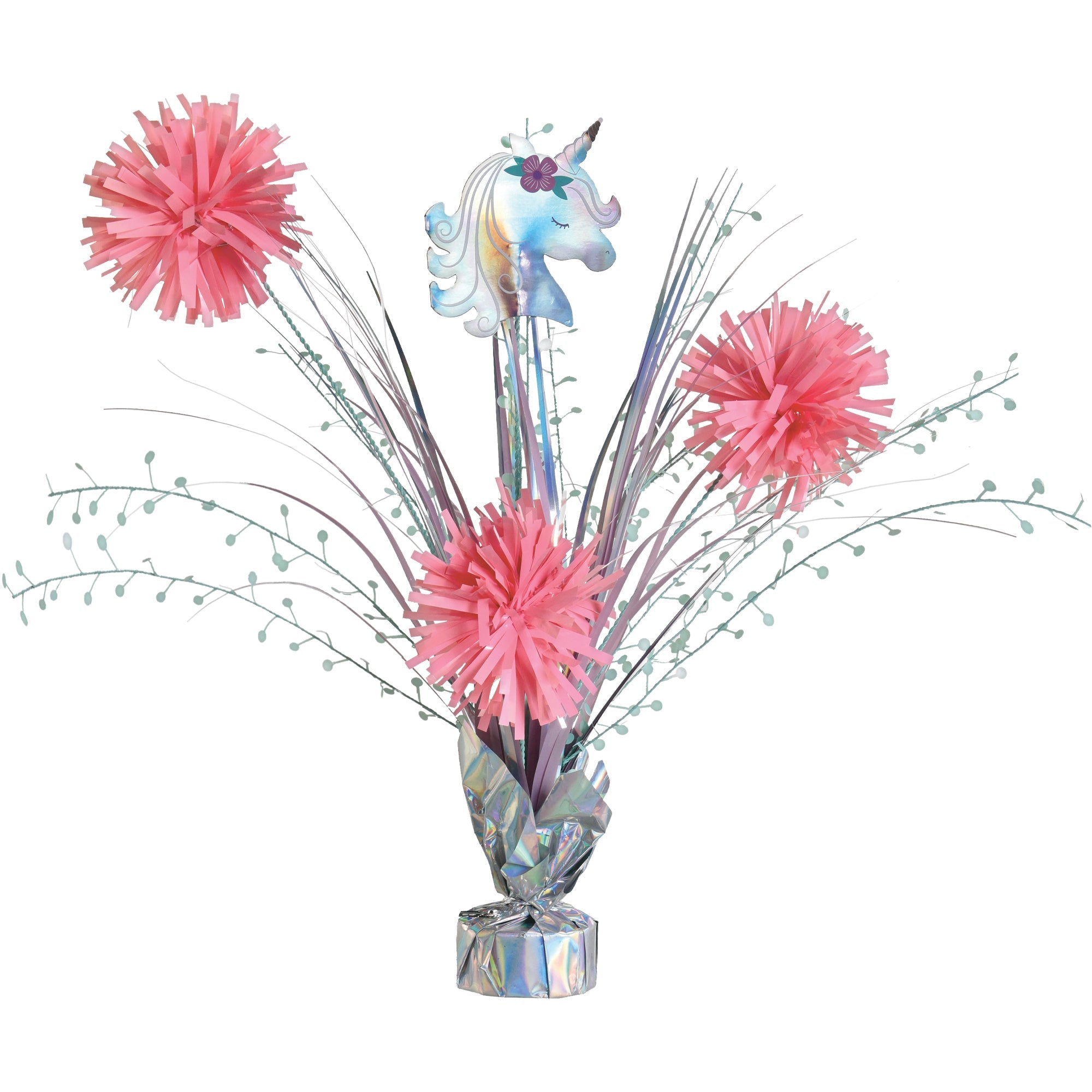 Enchanted Unicorn Tinsel Burst Centerpiece  Foil & Plastic 18in 