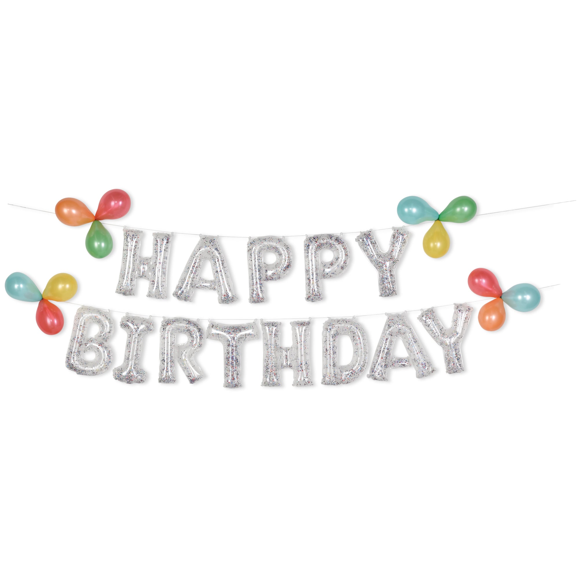 Glitter Confetti Air-Filled Balloon Banner Kits  Happy Birthday  16in