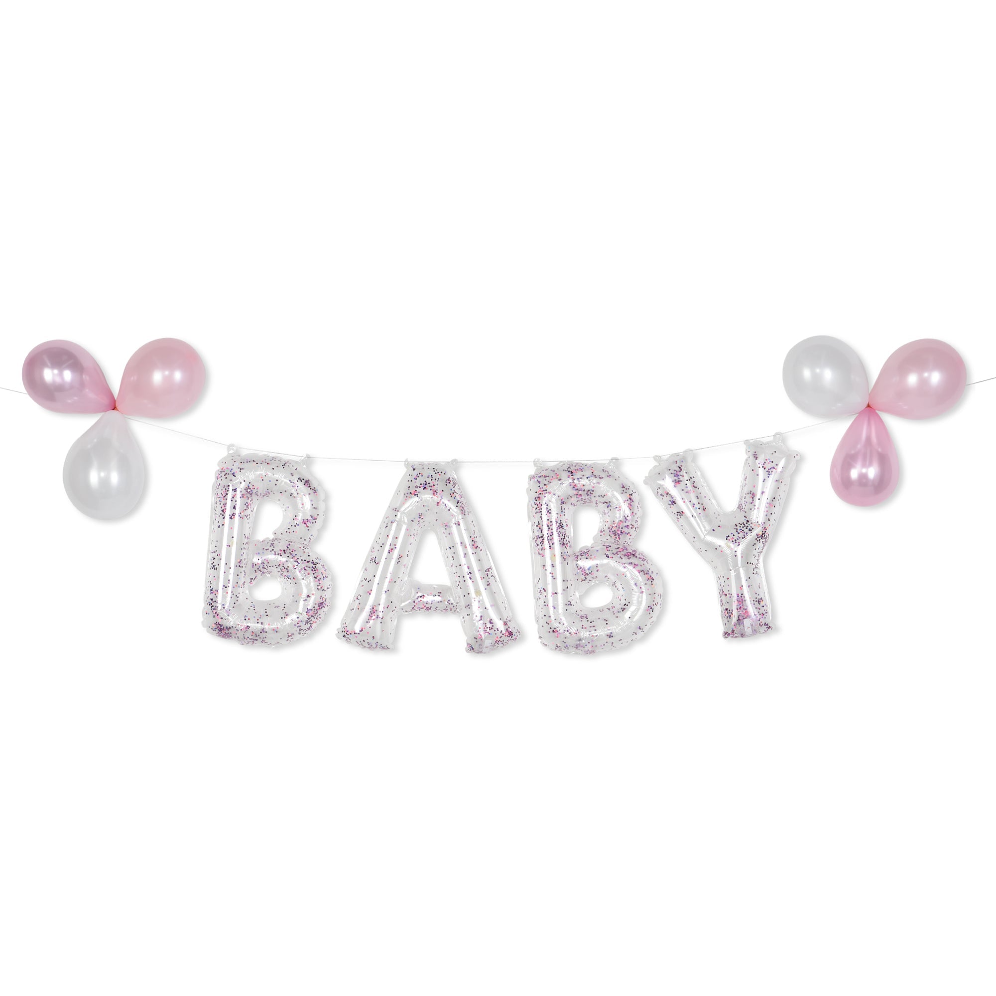 Glitter Confetti Air-Filled Balloon Banner Kits  Baby Pink 16in