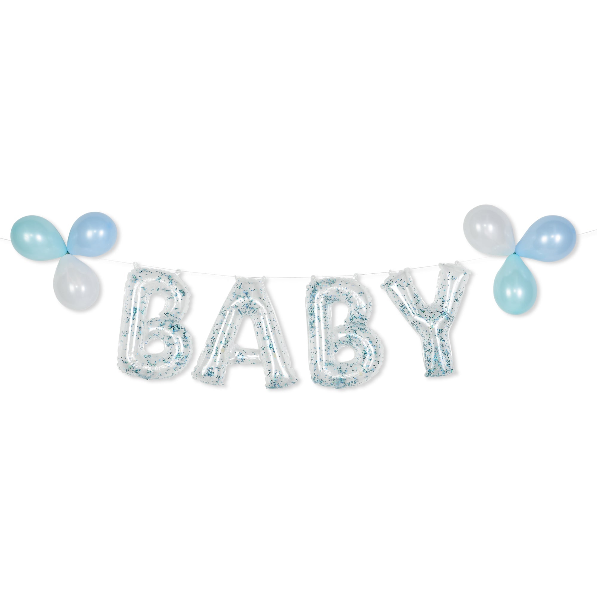 Glitter Confetti Air-Filled Balloon Banner Kits  Baby Blue  16in