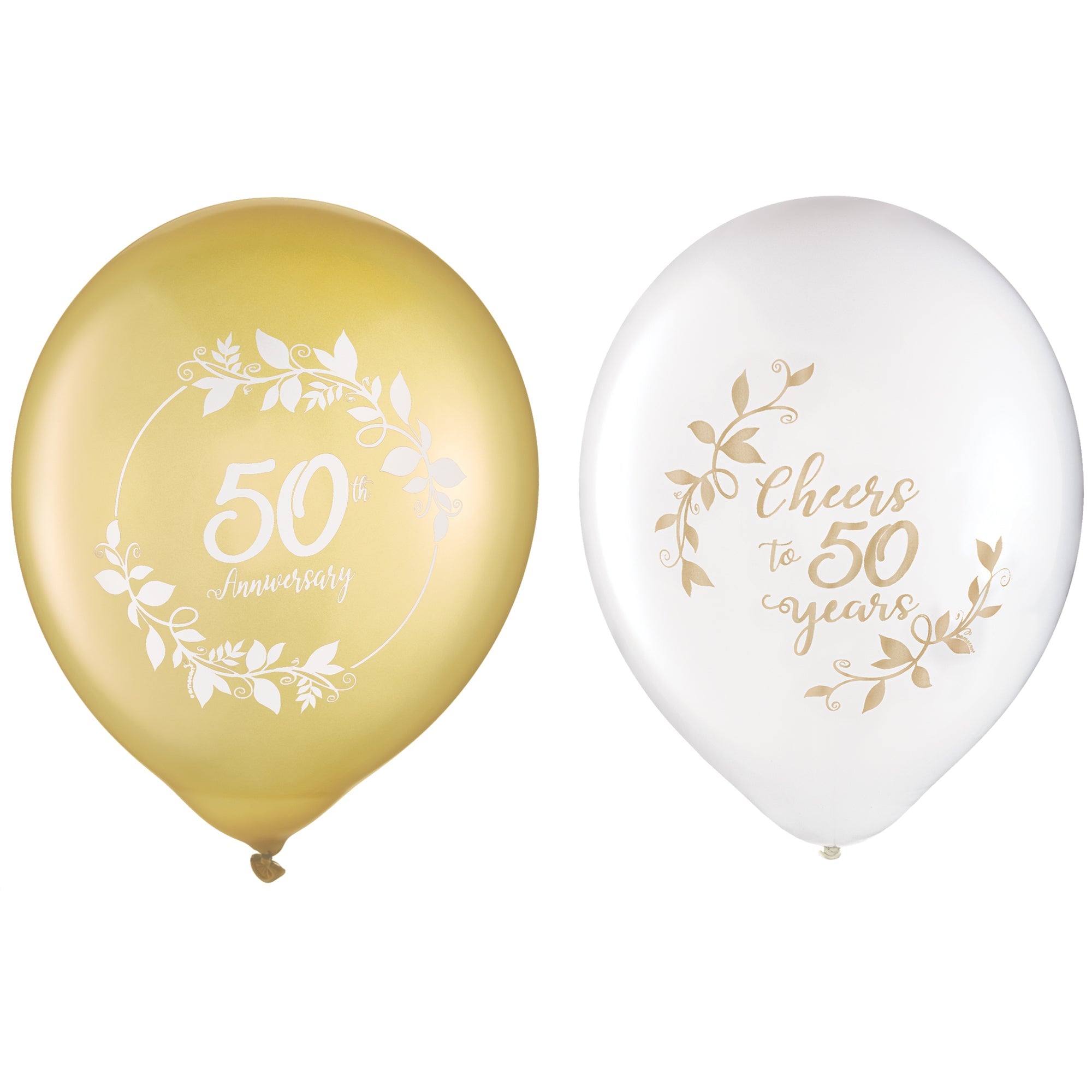 50th Anniversary 15 Printed Latex Balloons  Asst. Colors  12in