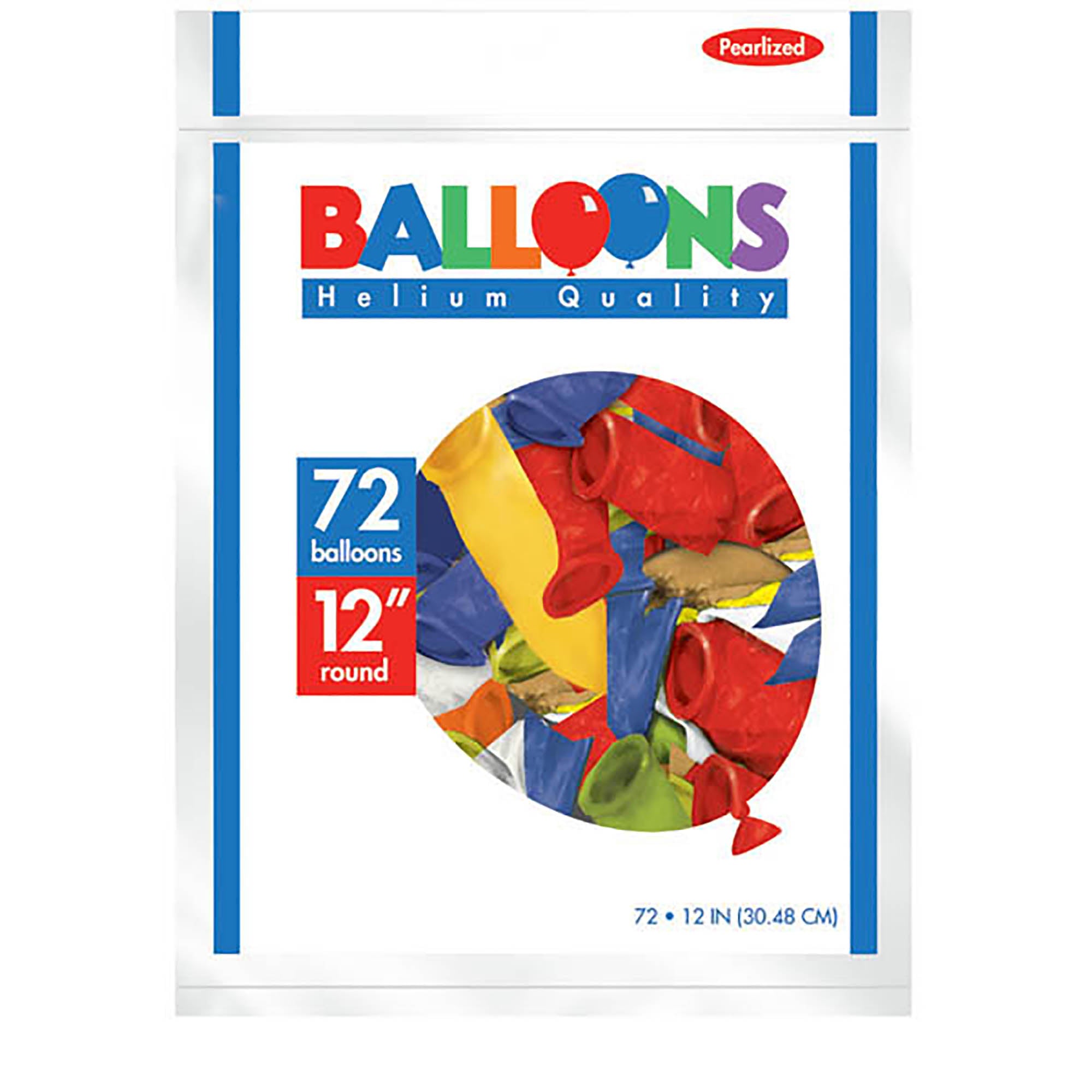 72 Pearlized Latex Balloons  Primary Color  12in