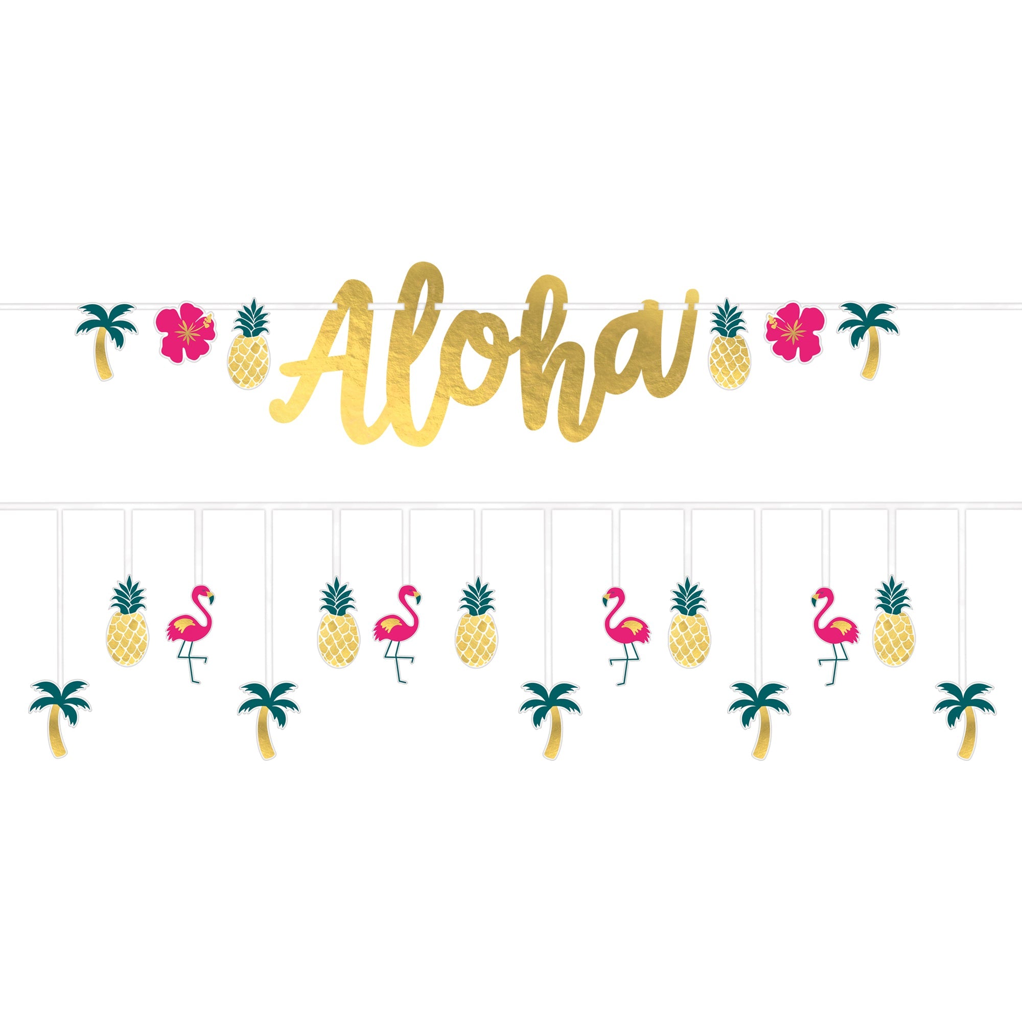 Luau   2 Banners  Paper & Foil  12ftx5in and 12ftx8in