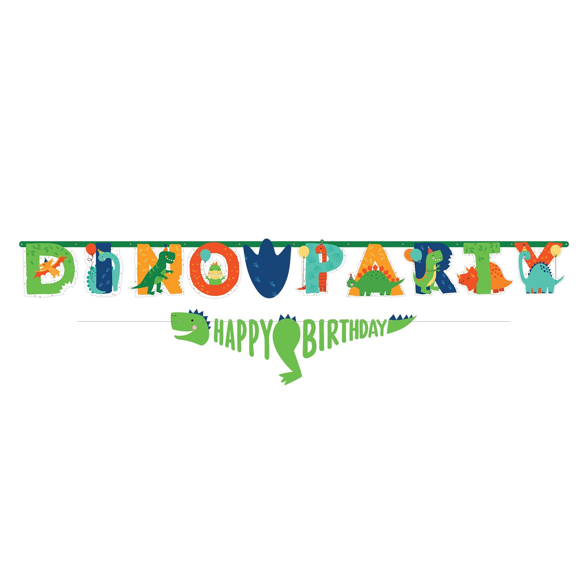 Dino-Mite Party 2 Jumbo Letter Banners Kit  Paper  7ft x9.25in and 6ftx4in