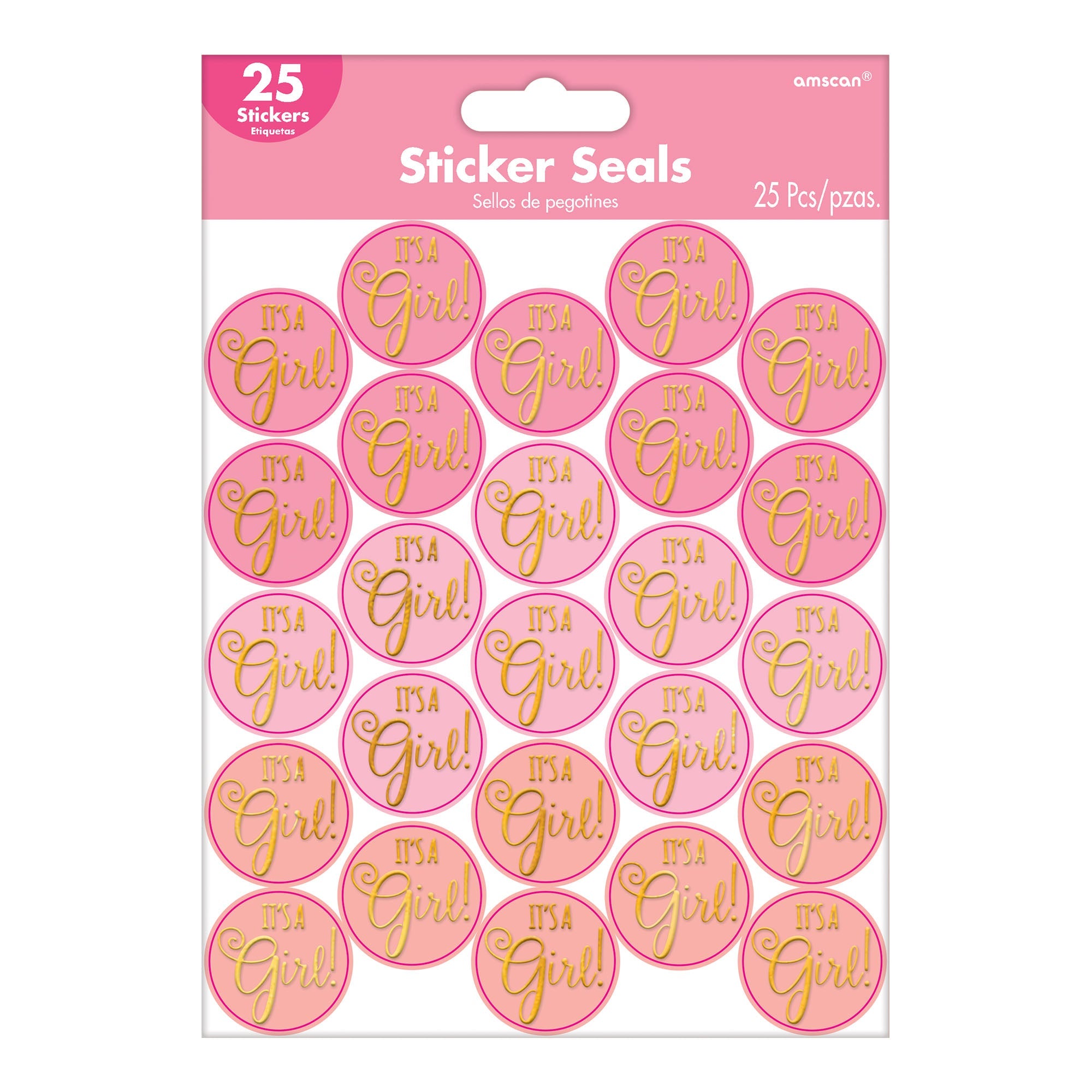 25 Baby Shower Stickers Seals Girl
