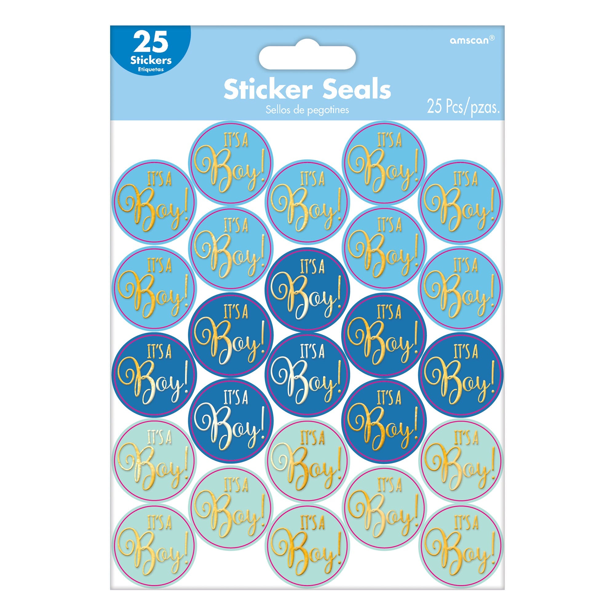 25 Baby Shower Sticker Seals  Boy  6.2x5.2in