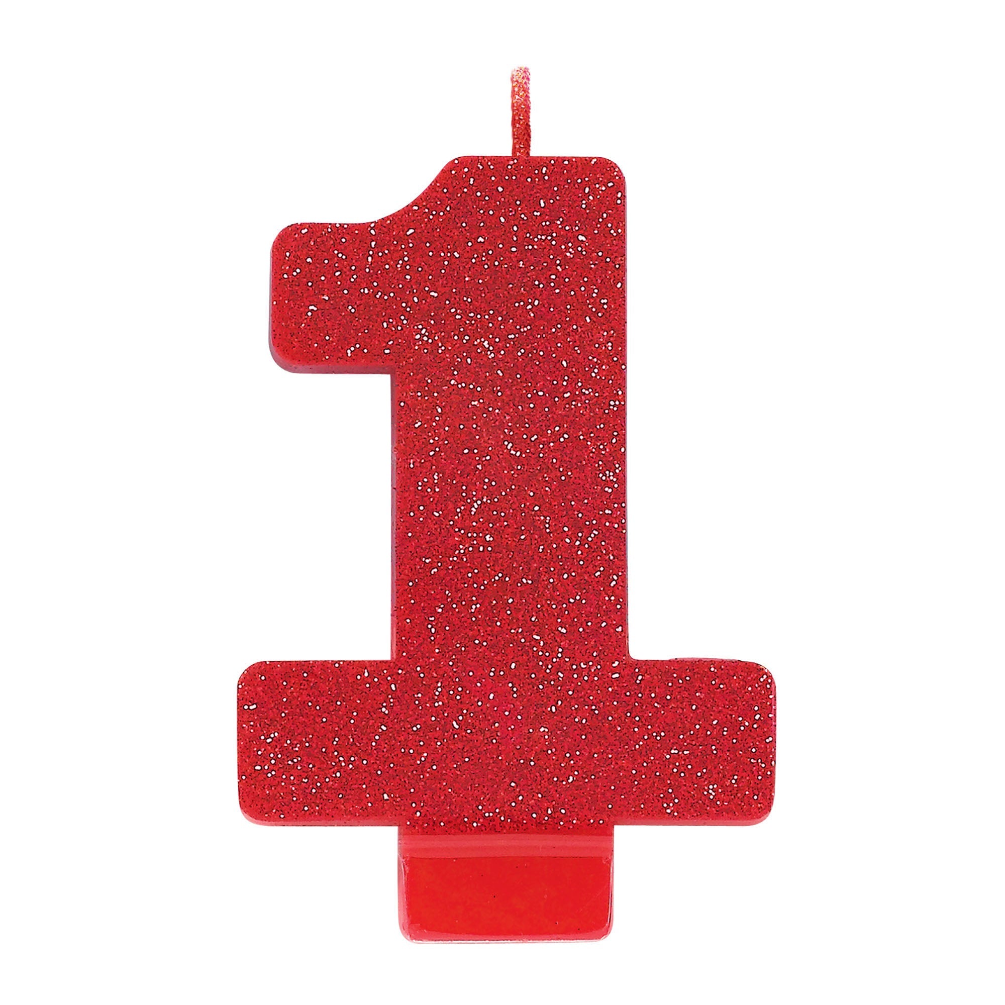 Numeral Candle _1 Red with Glitter 3.25in
