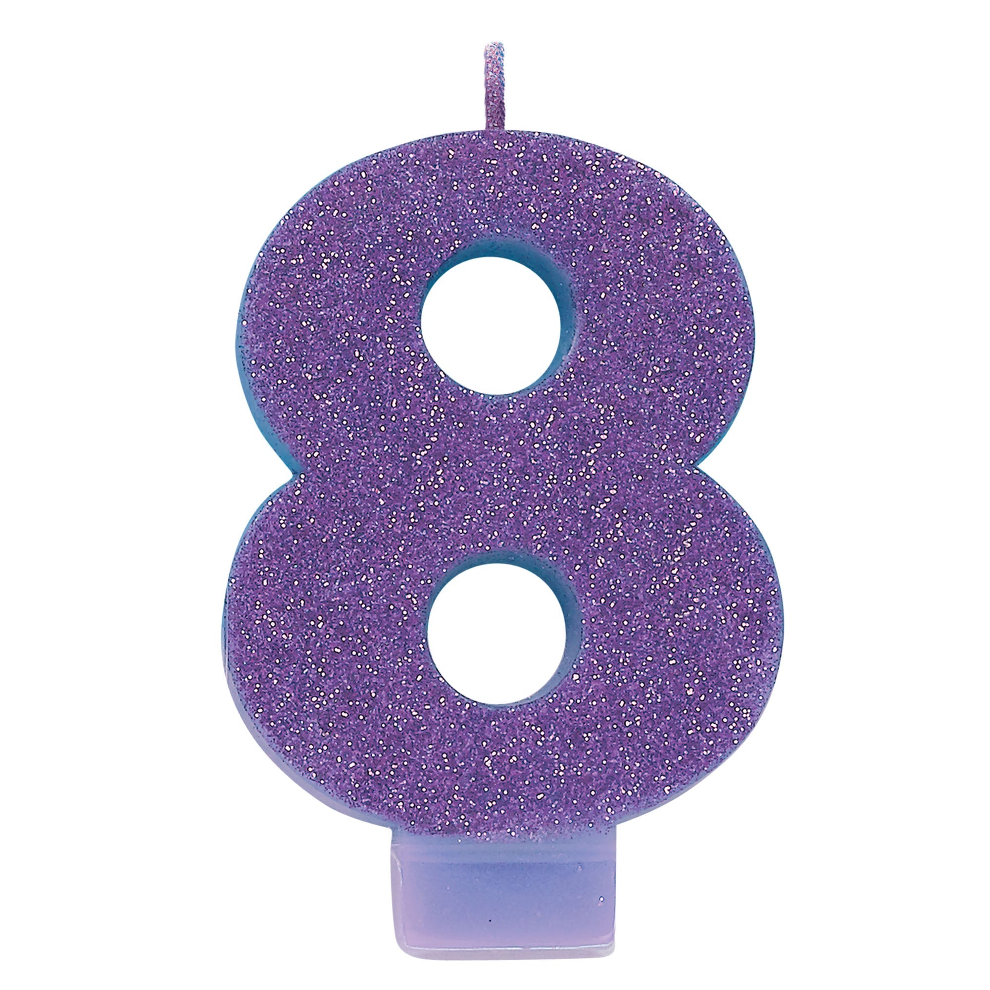 Numeral Candle 8 Purple with Glitter  3.25in