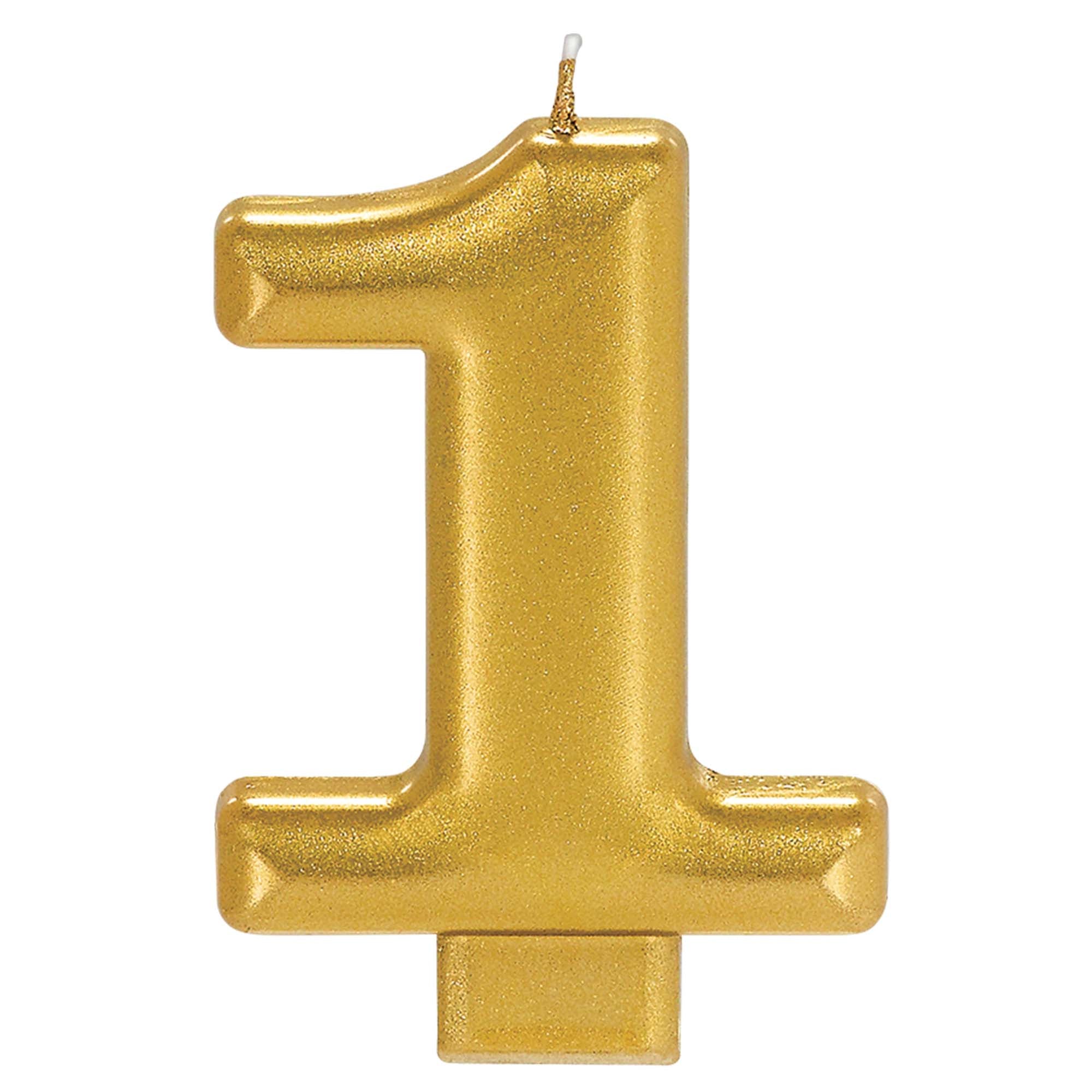Numeral Candle 1 Gold Metallic  3.25in