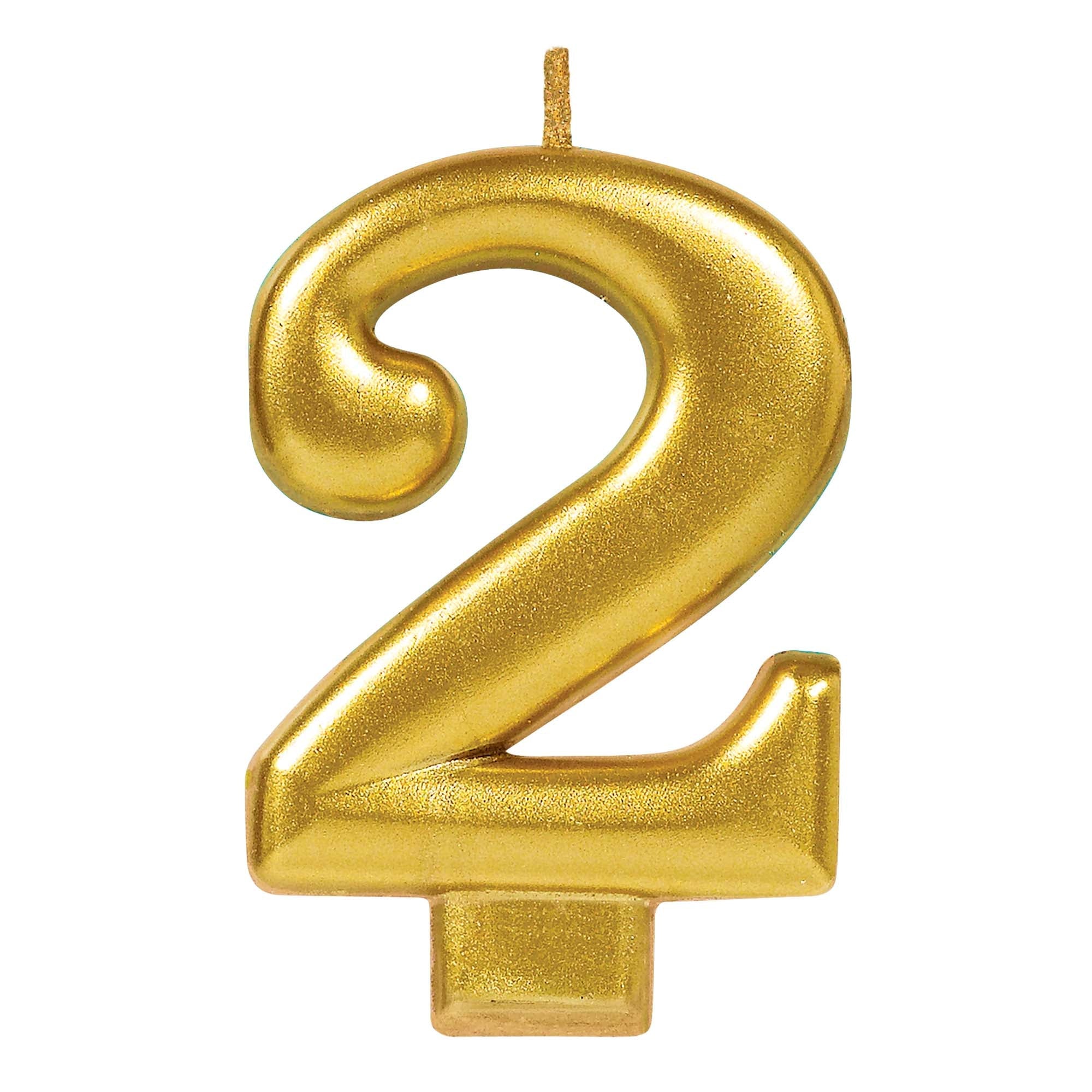 Numeral Candle 2 Gold Metallic  3.25in