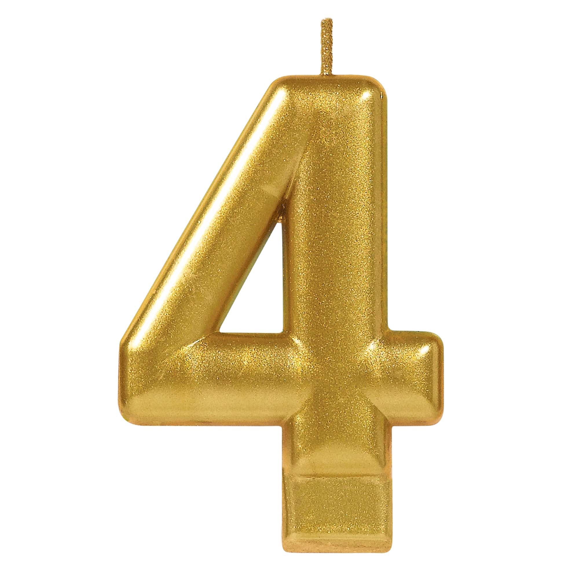 Numeral Candle 4 Gold Metallic  3.25in