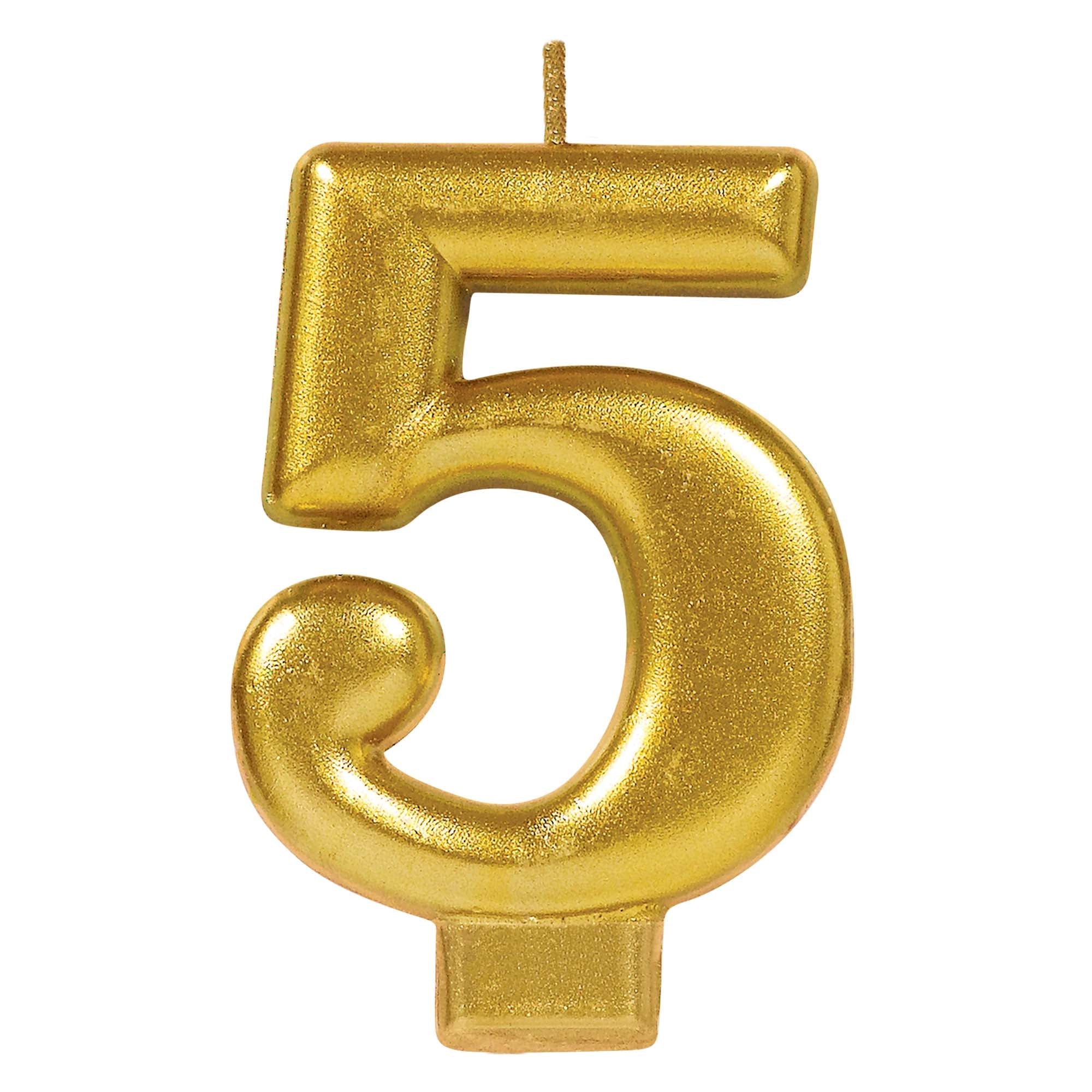 Numeral Candle 5 Gold Metallic  3.25in
