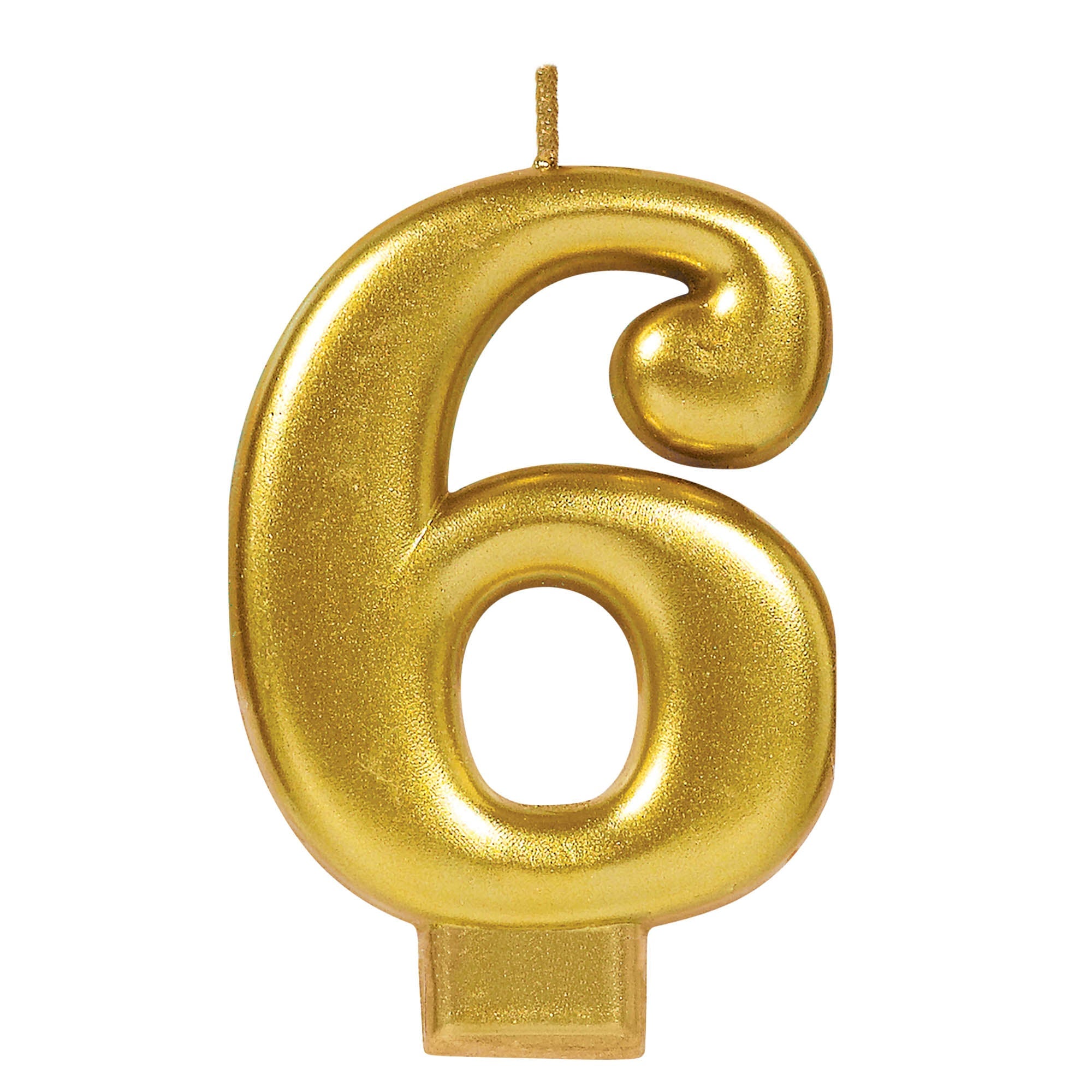 Numeral Candle 6 Gold Metallic  3.25in