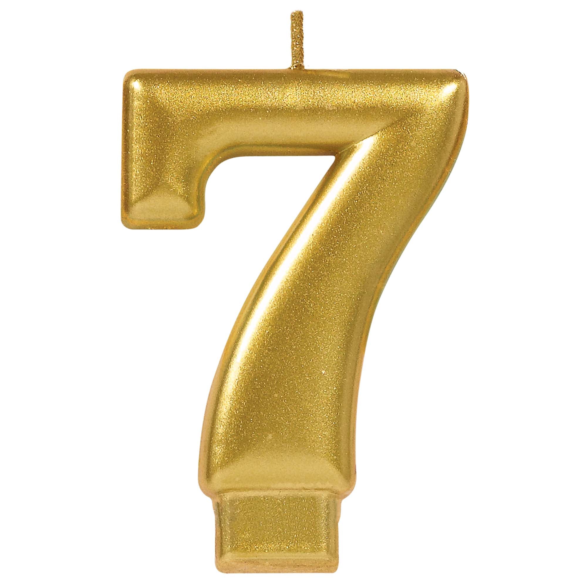 Numeral Candle 7 Gold Metallic  3.25in
