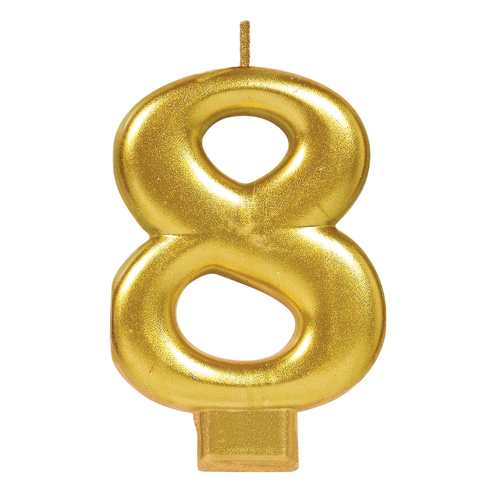 Numeral Candle 8 Gold Metallic  3.25in