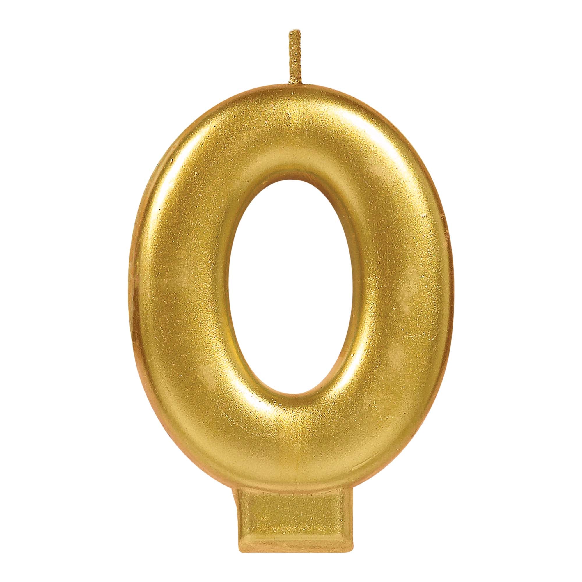 Numeral Candle 0 Gold Metallic  3.25in