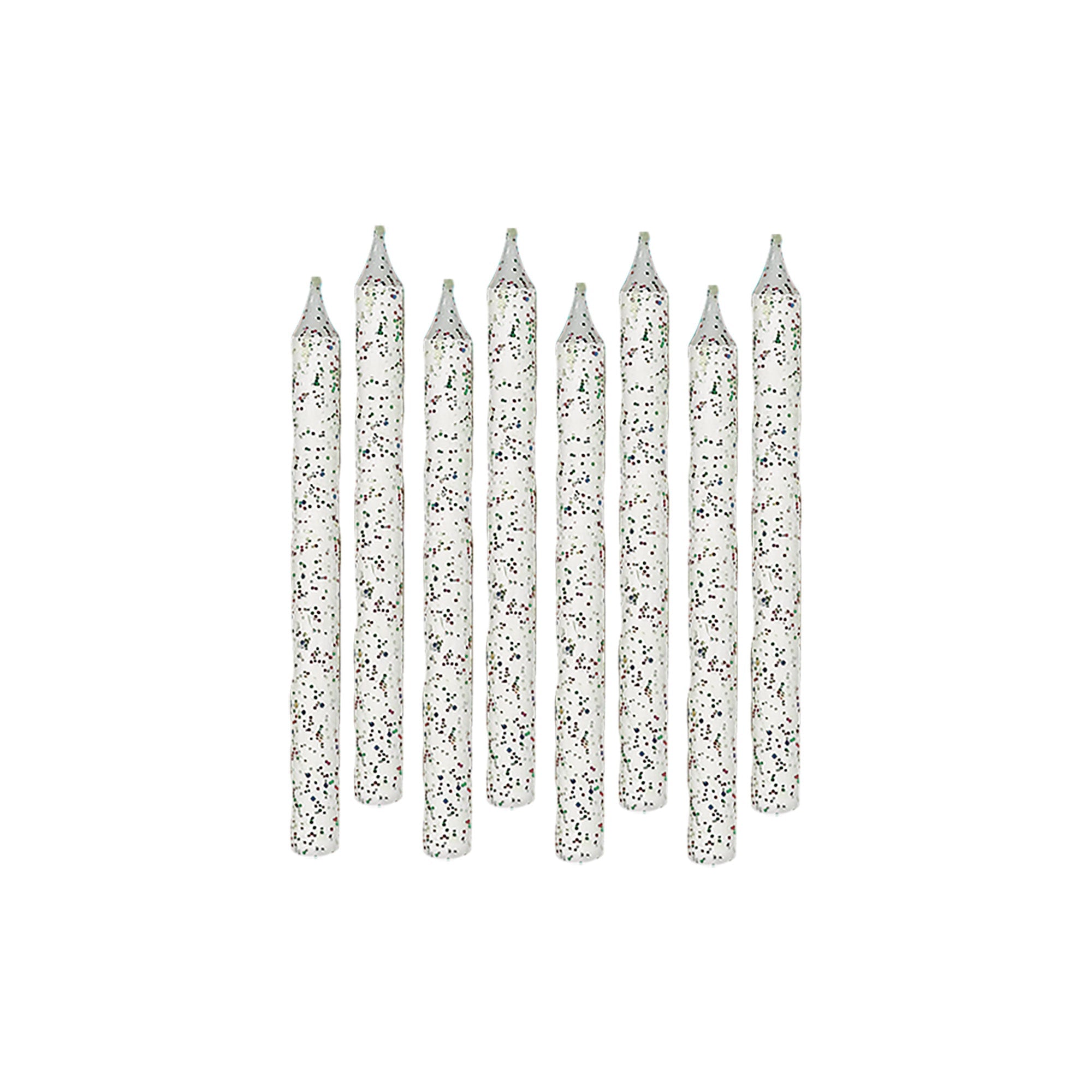24 Large Spiral Candles Glitter  White  3.25in