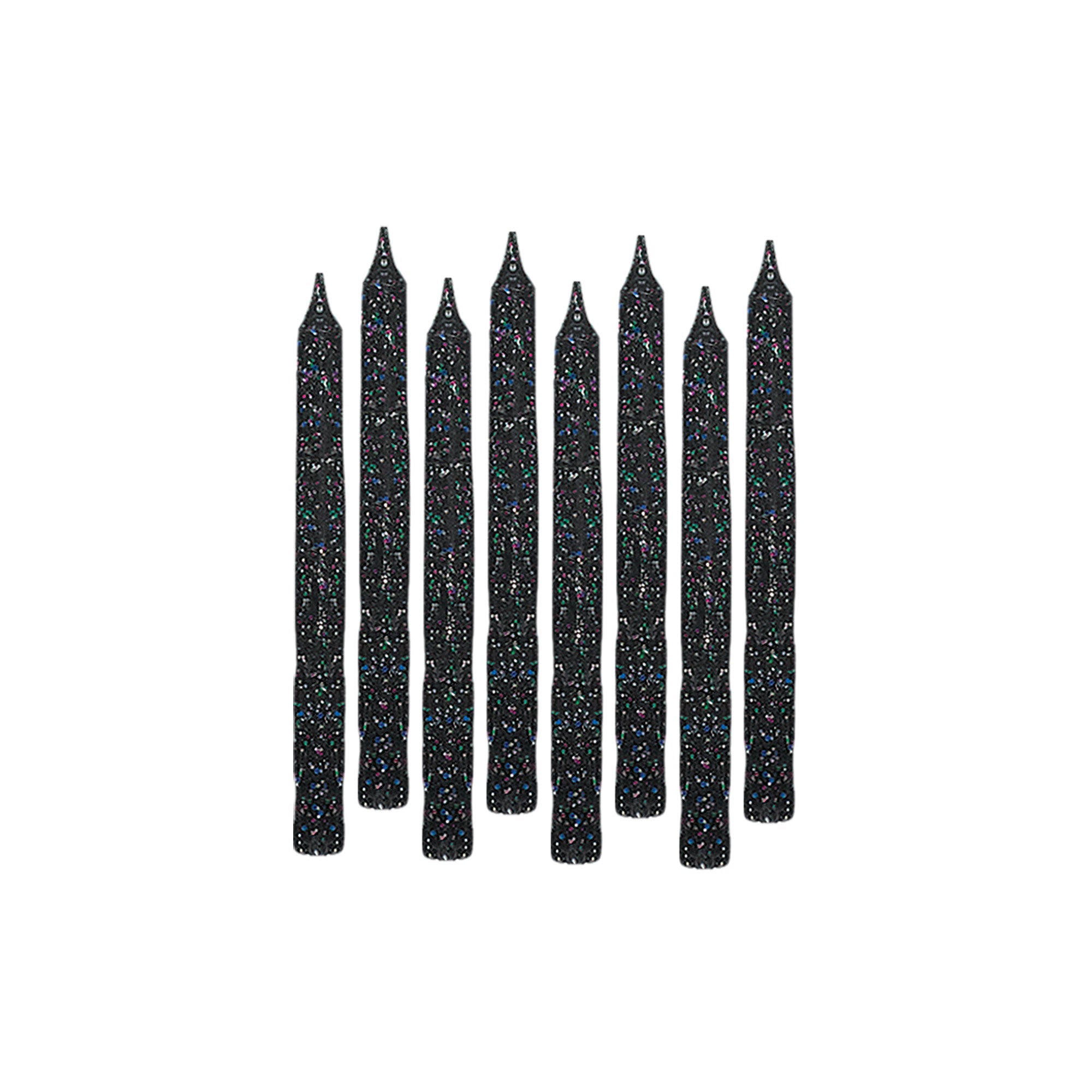 24 Large Spiral Candles Glitter  Black  3.25in