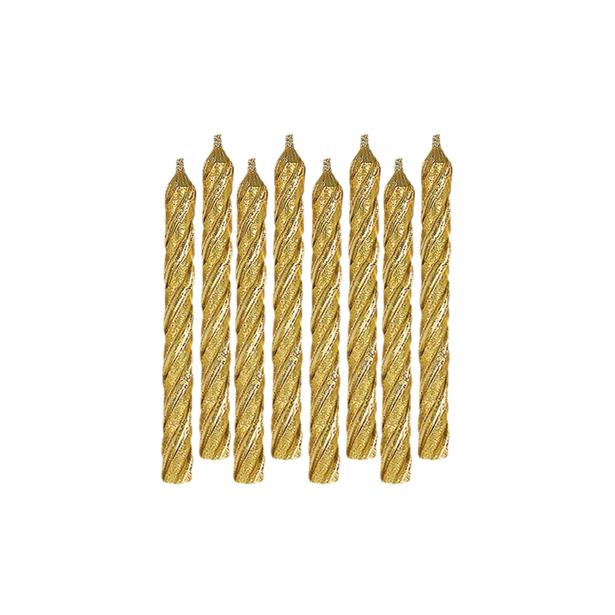 12 Large Spiral Candles Metallic  Gold  3.25in