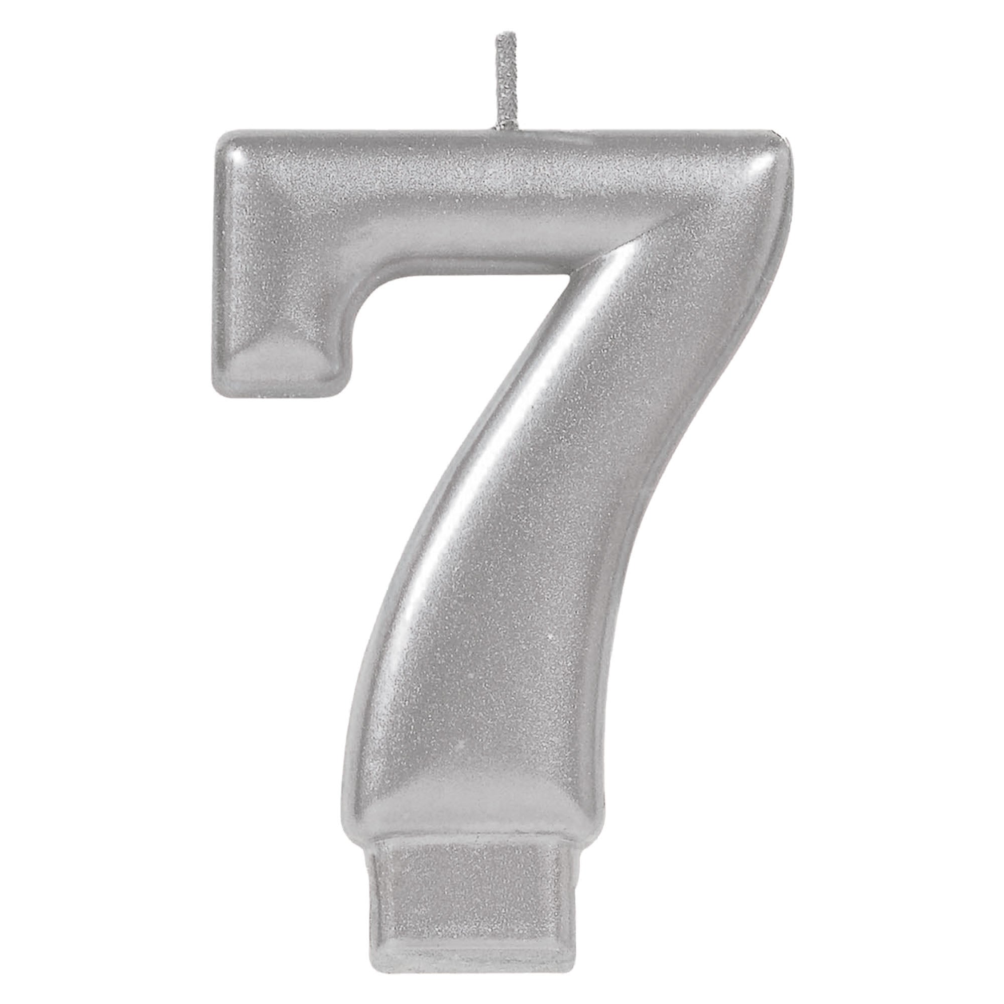 Numeral Candle 7 Silver Metallic  3.25in
