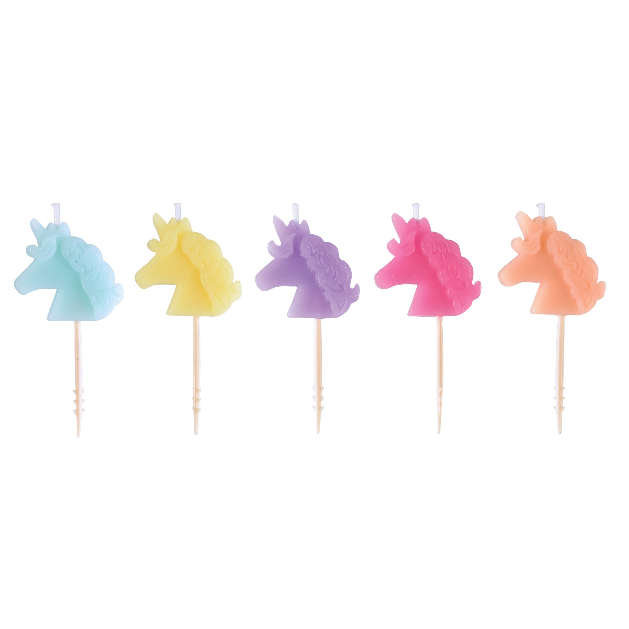 5 Unicorn Molded Pick Icon Candles  2.7in
