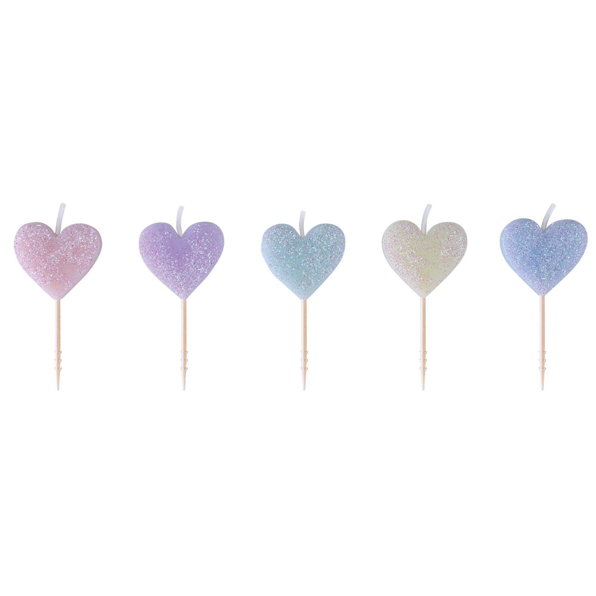 5 Heart Molded Pick Icon Candles  Glitter  2.5in