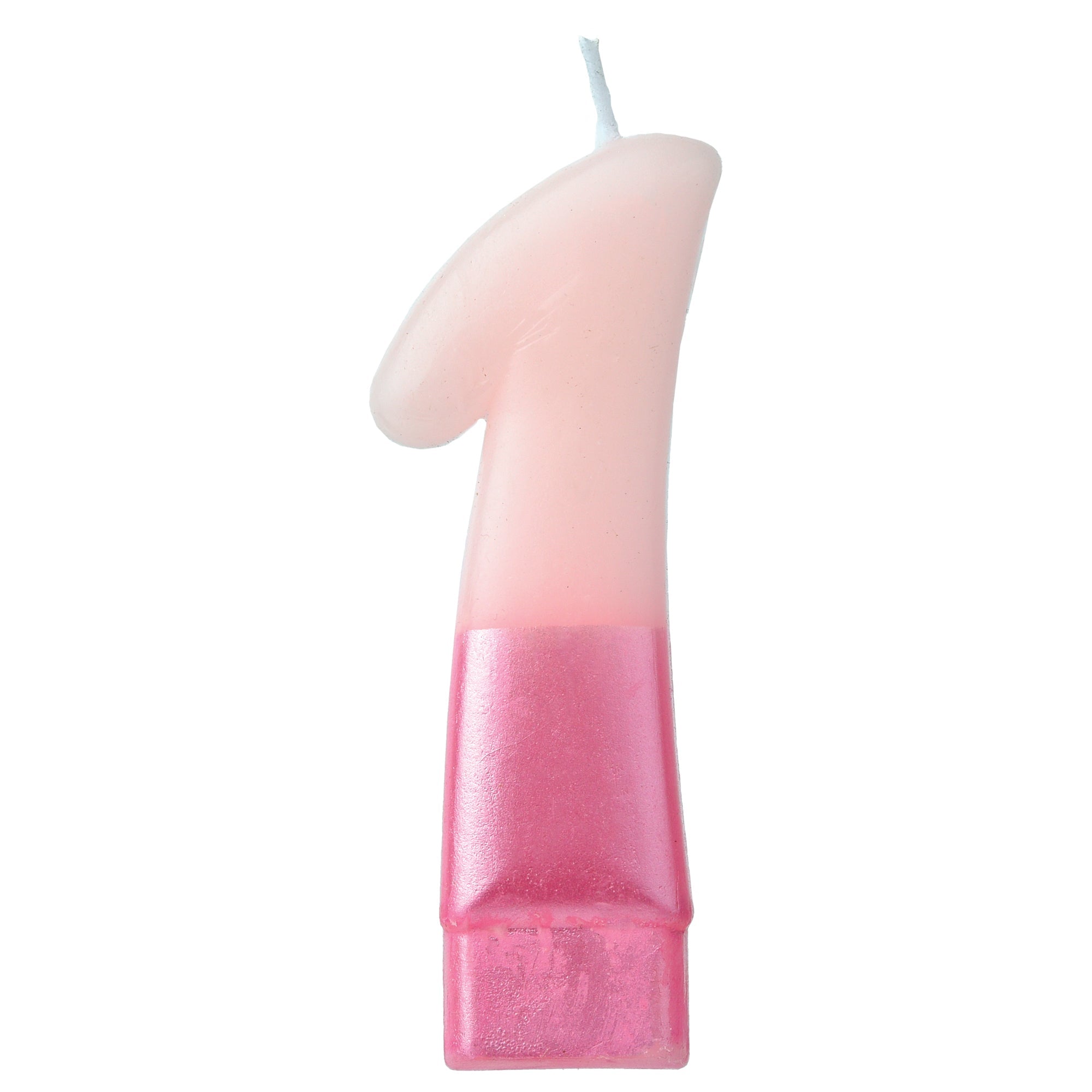 Numeral Candle 1 Pink Metallic  3.25in