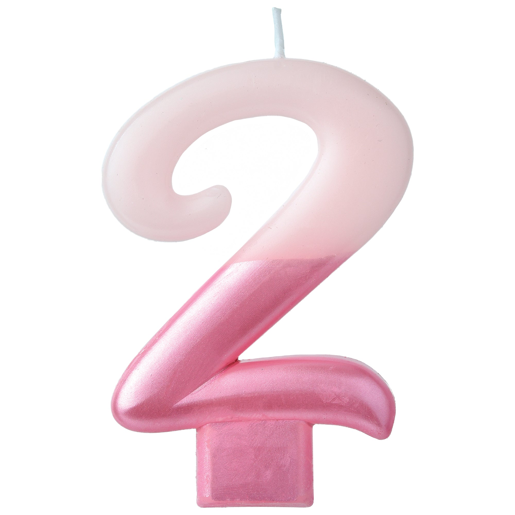 Numeral Candle 2 Pink Metallic  3.25in