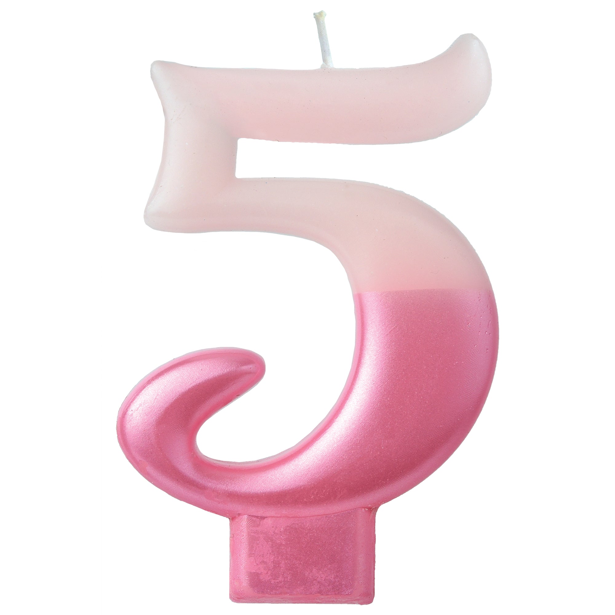 Numeral Candle 5 Pink Metallic  3.25in