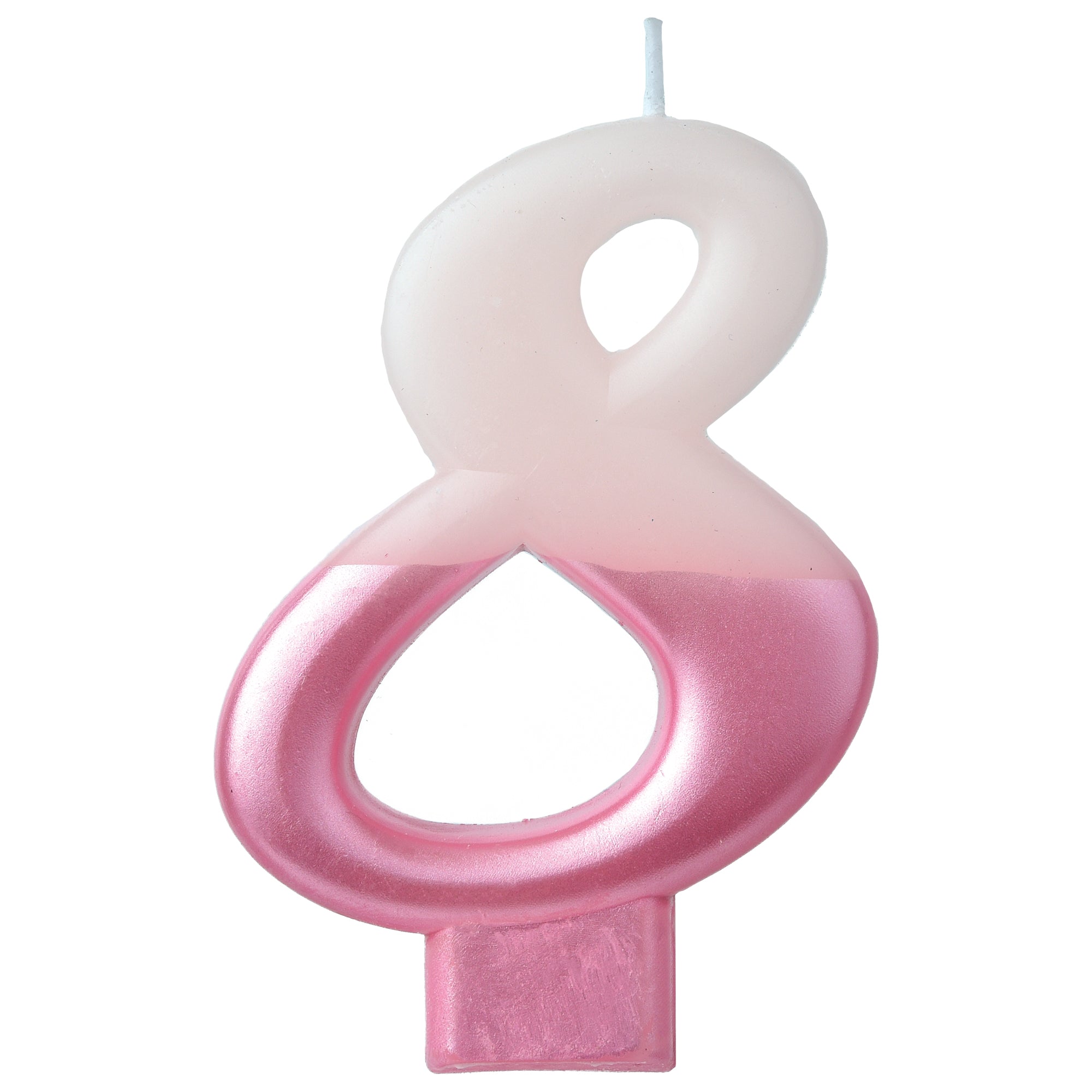 Numeral Candle 8 Pink Metallic  3.25in