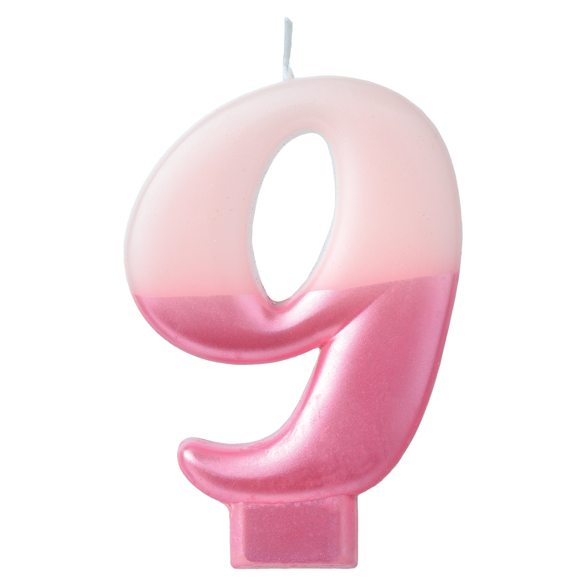 Numeral Candle 9 Pink Metallic  3.25in