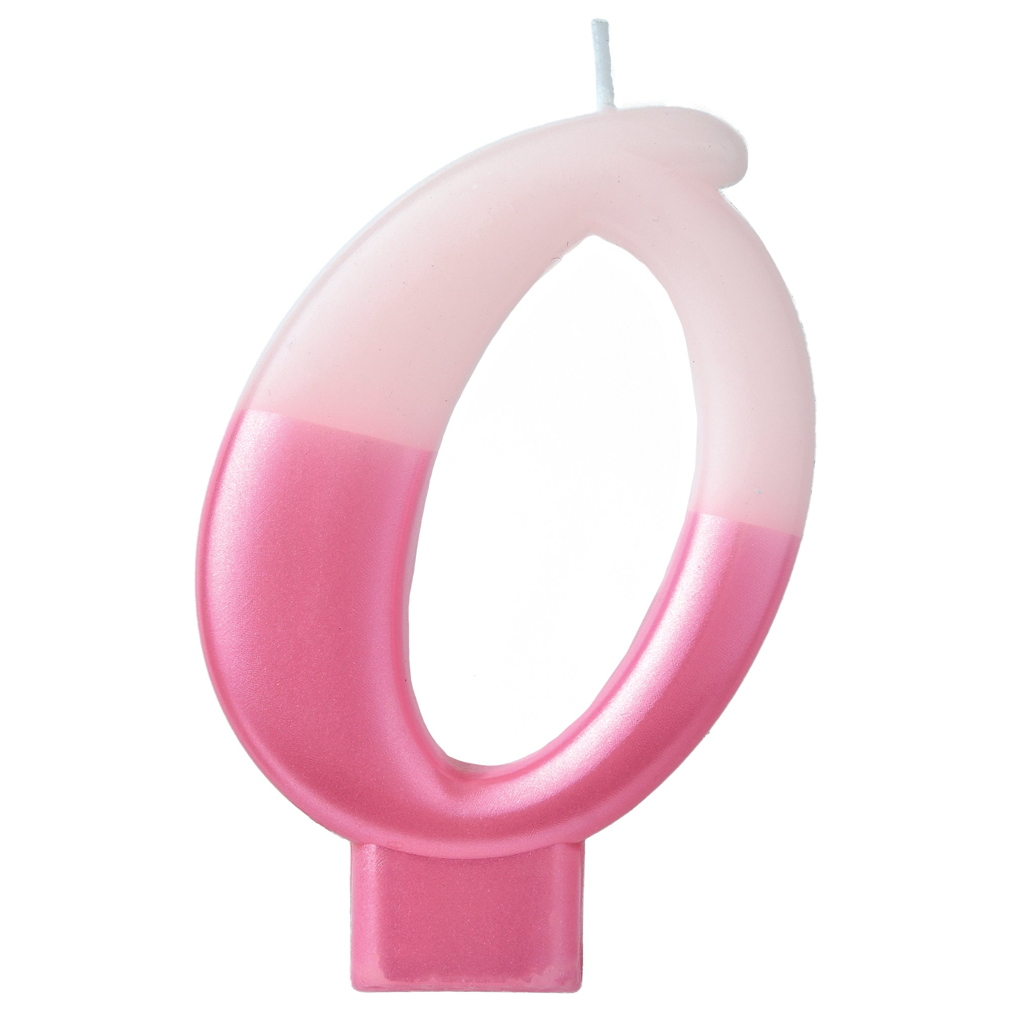 Numeral Candle 0 Pink Metallic  3.25in