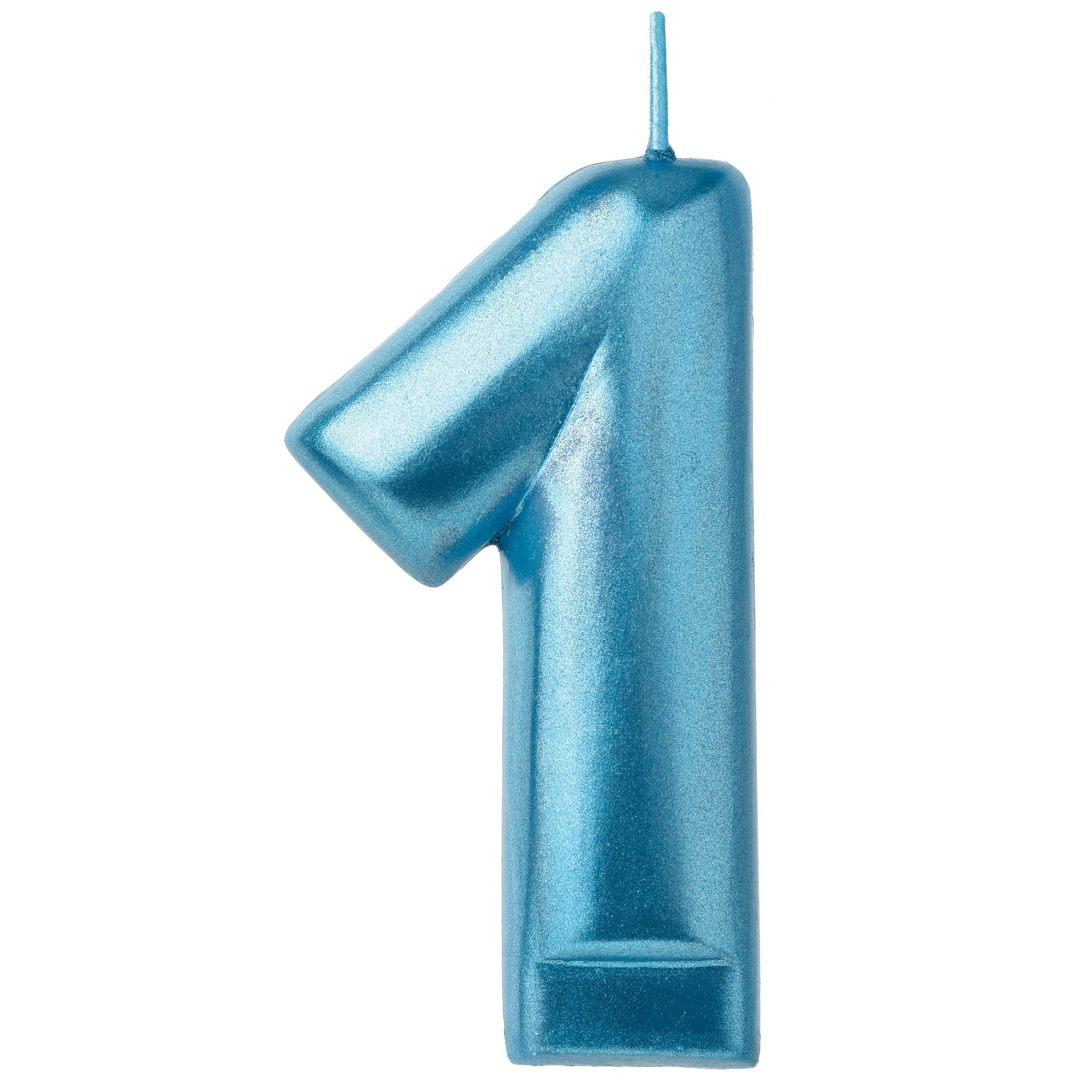 Numeral Candle 1 Blue Metallic  3.25in