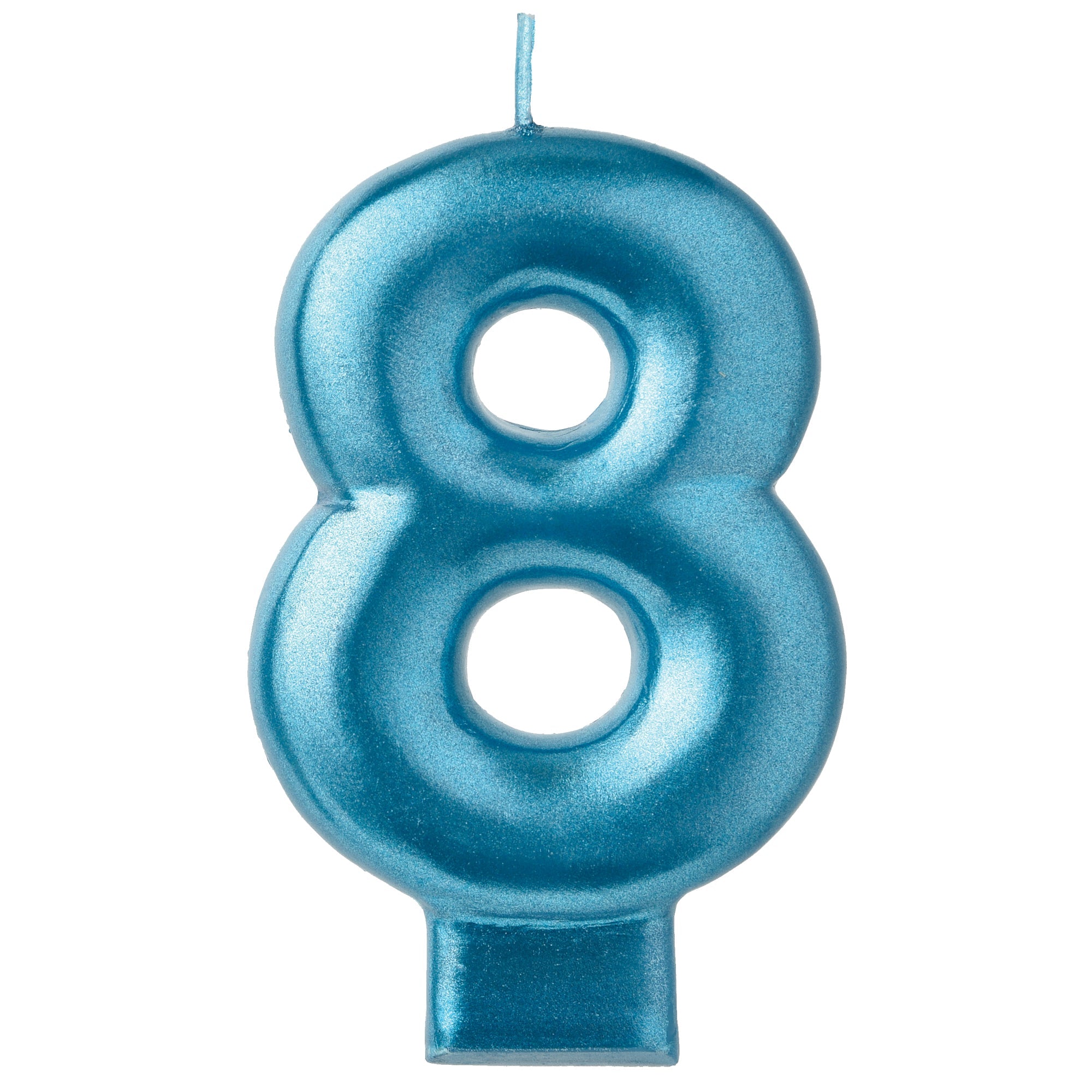 Numeral Candle 8 Blue Metallic  3.25in