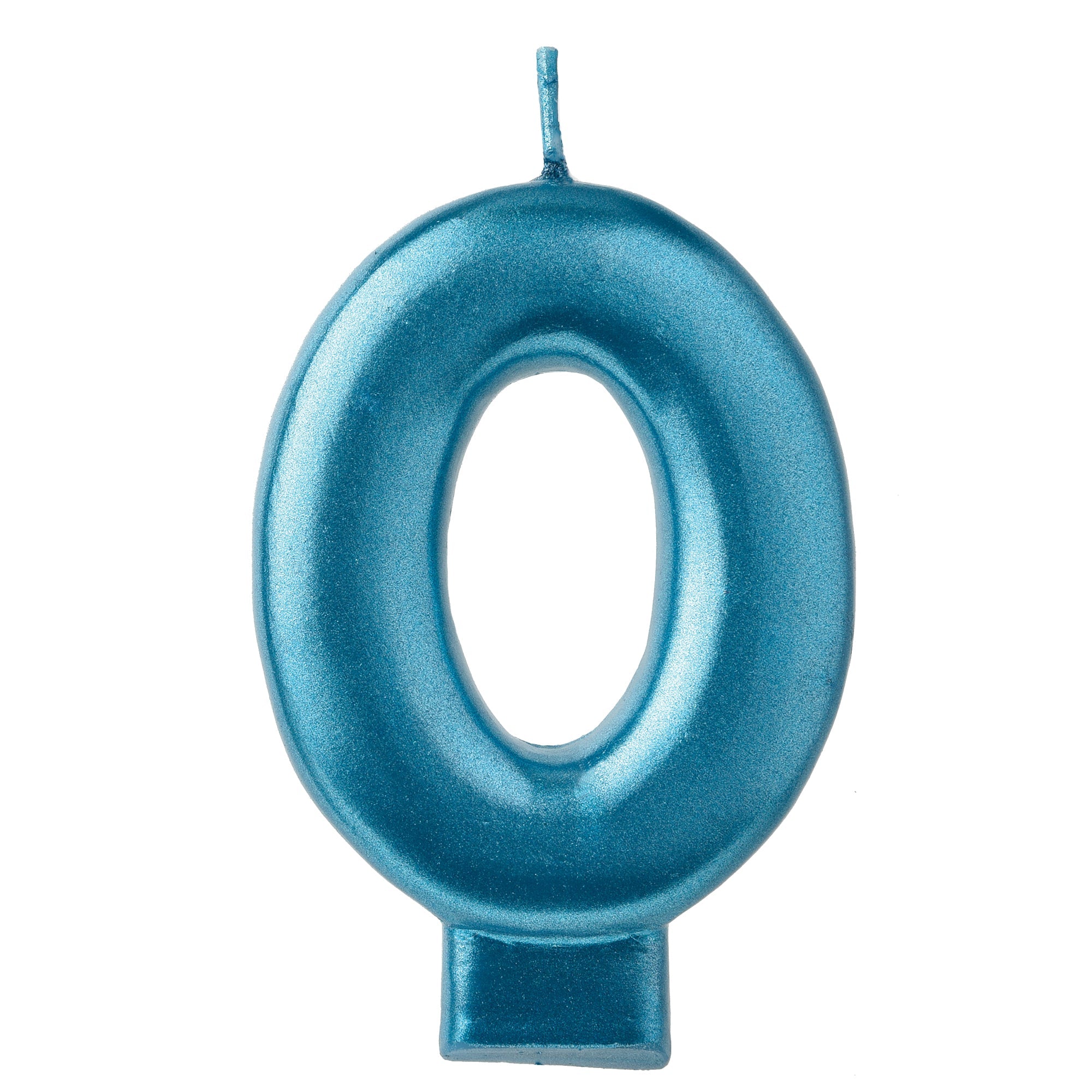 Numeral Candle 0 Blue Metallic  3.25in