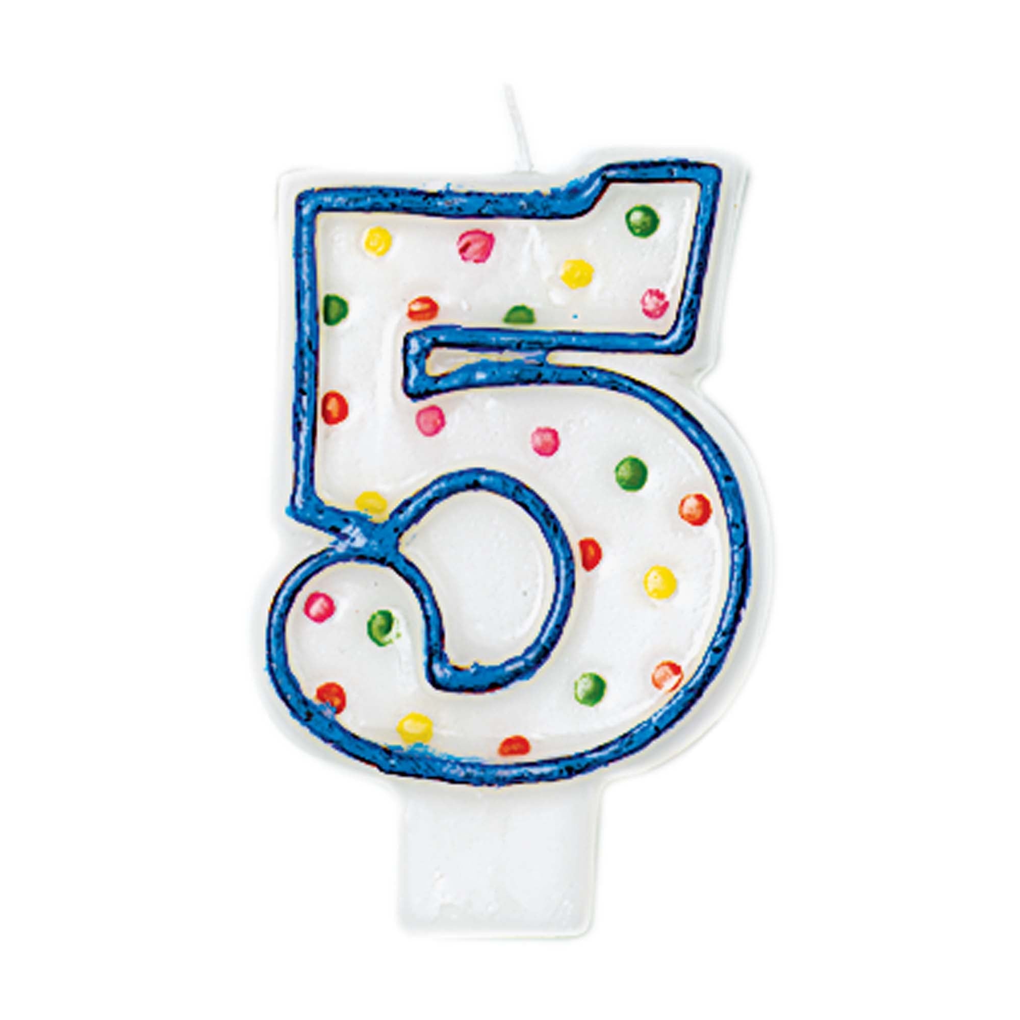Birthday Candle 5  Polka Dots  3in