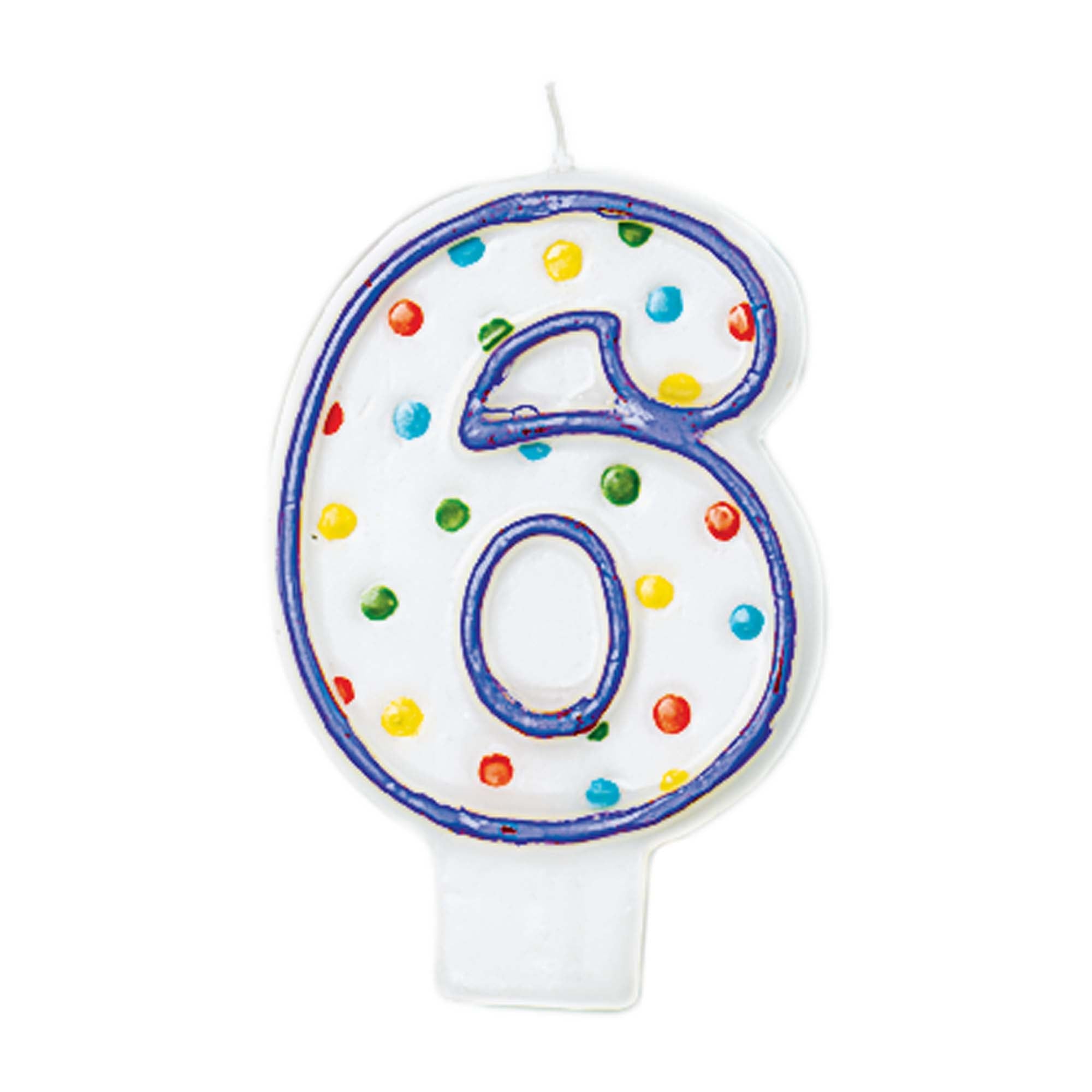 Birthday Candle 6  Polka Dots  3in