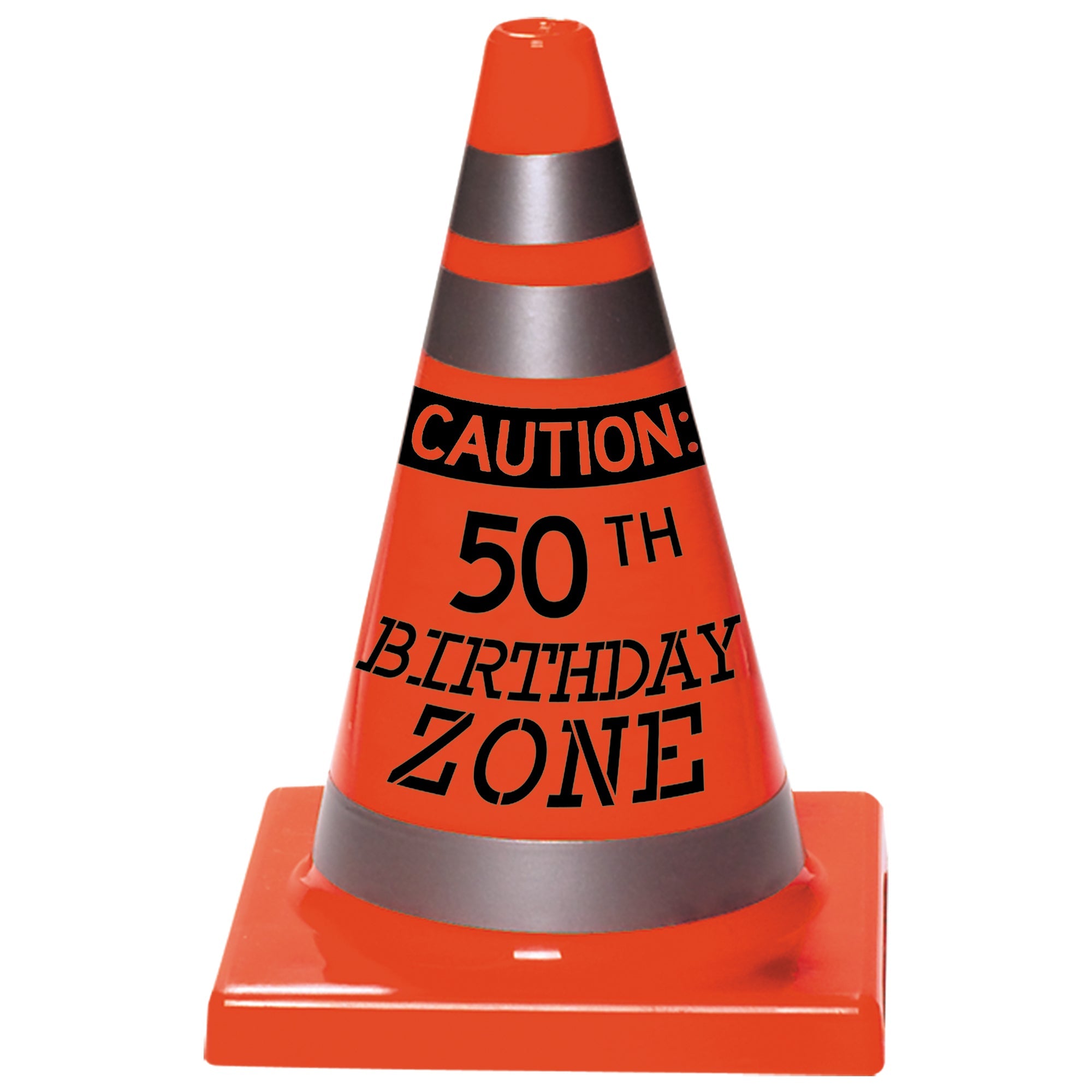 50th Birthday Orange Plastic Cone   6.5x4.5in