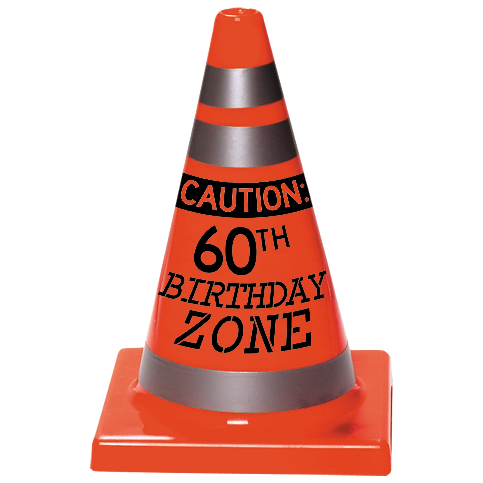 60th Birthday Orange Plastic Cone   6.5x4.5in