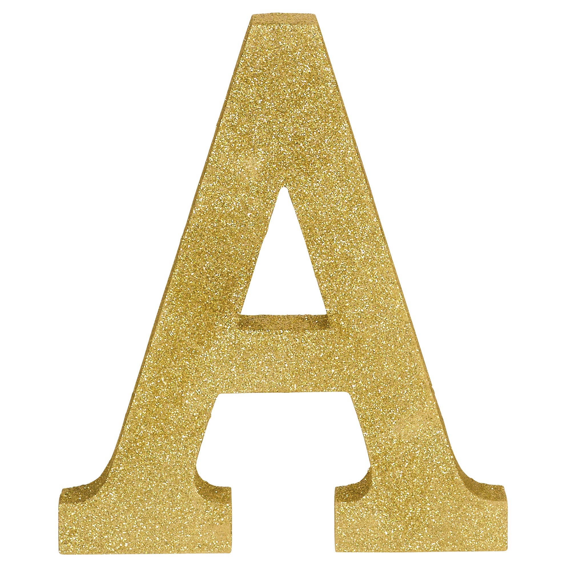 Letter A Glitter MDF Decoration  Gold  8.875x7.25x1in
