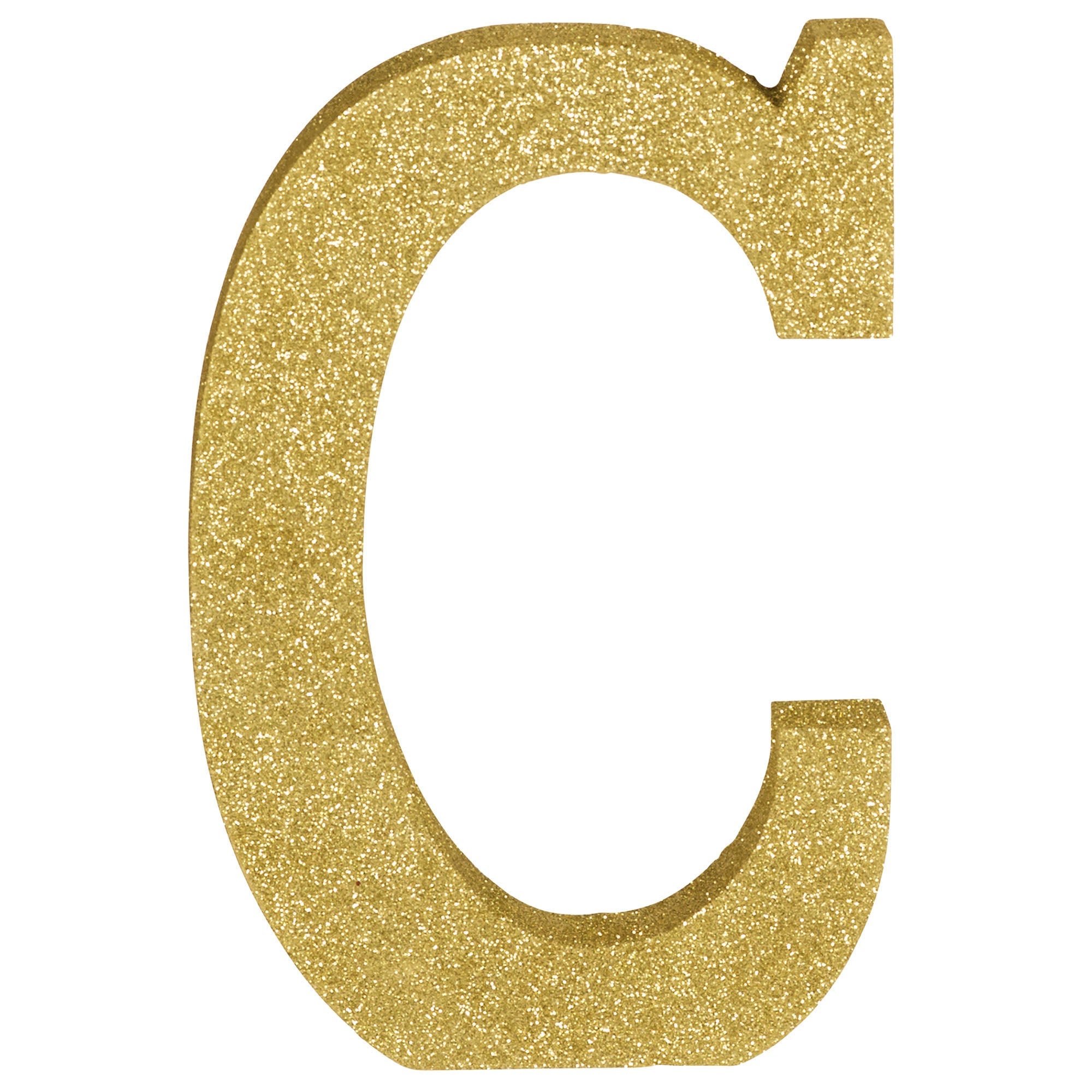 Letter C Glitter MDF Decoration  Gold  8.875x5.875x1in
