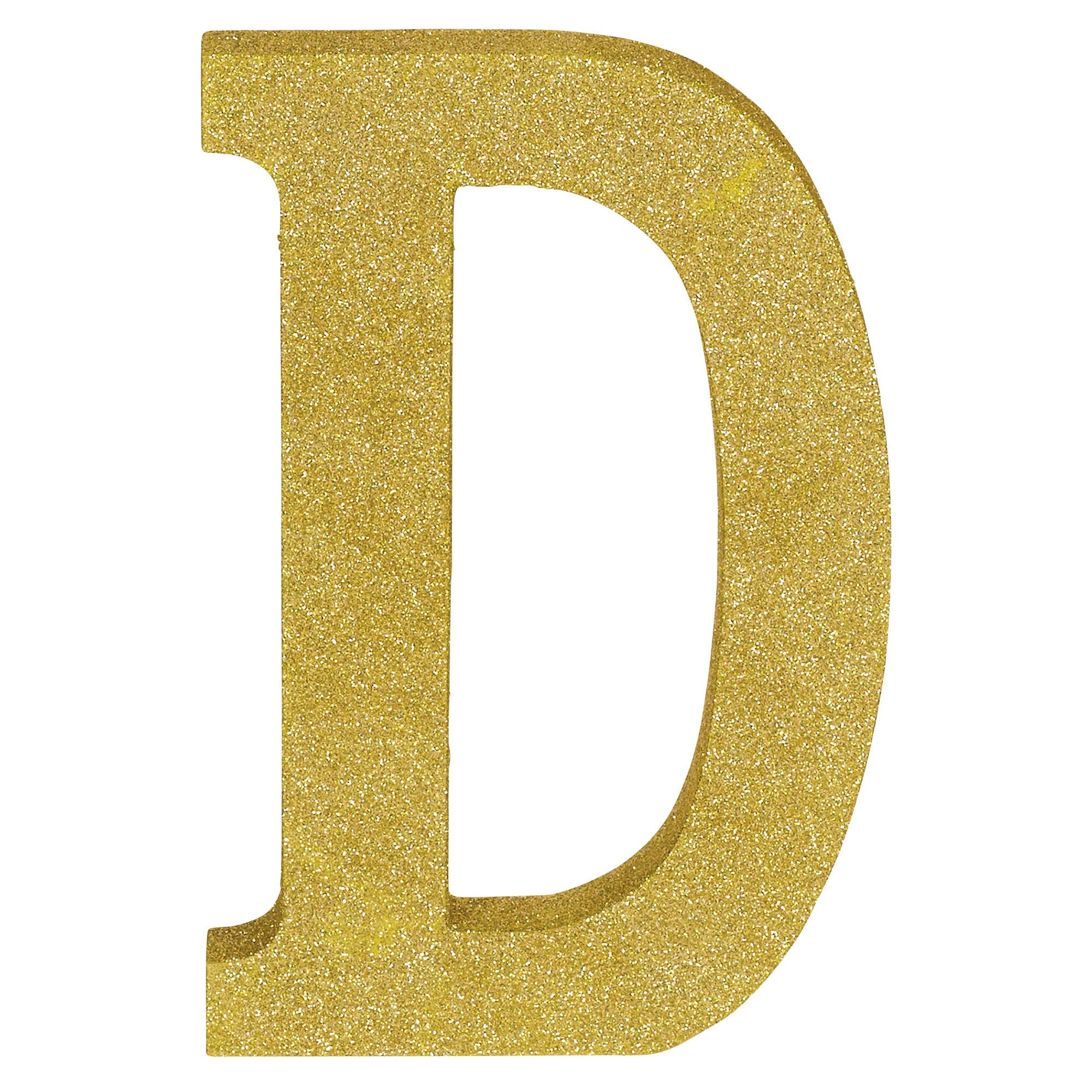 Letter D Glitter MDF Decoration  Gold  8.875x5.75x1in
