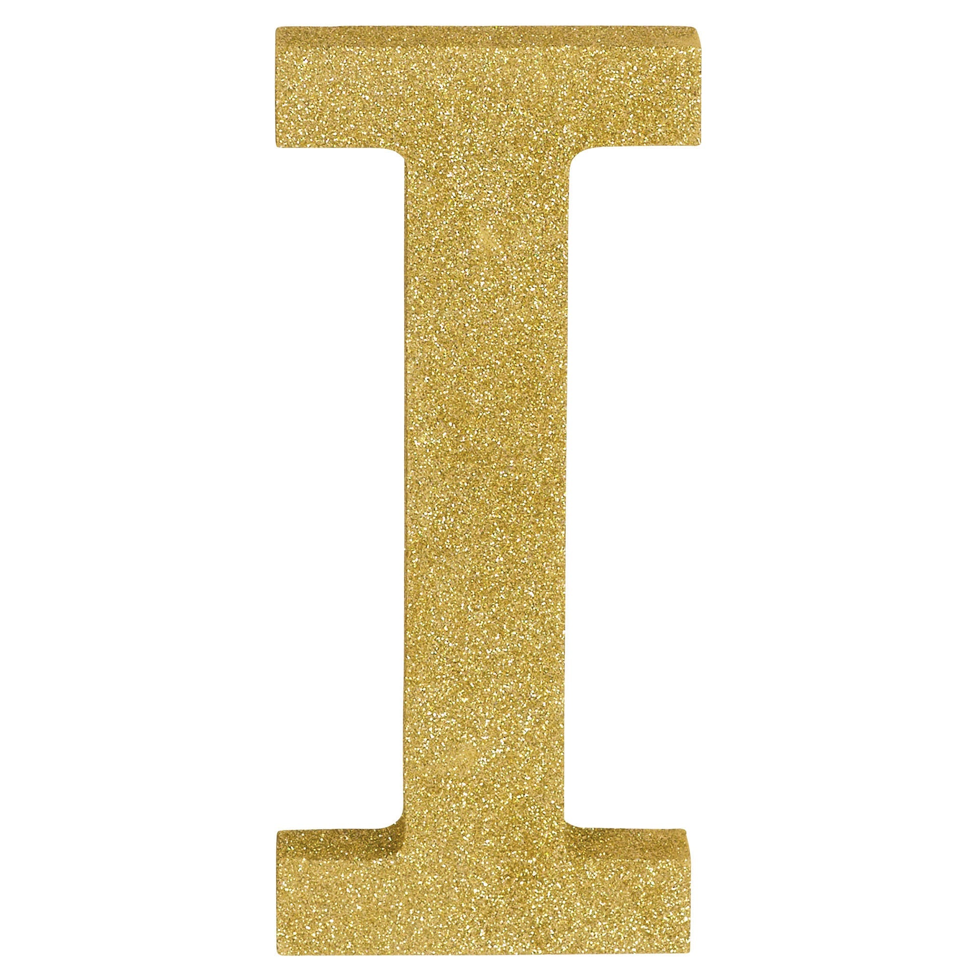 Letter I Glitter MDF Decoration  Gold  8.875x3.875x1in
