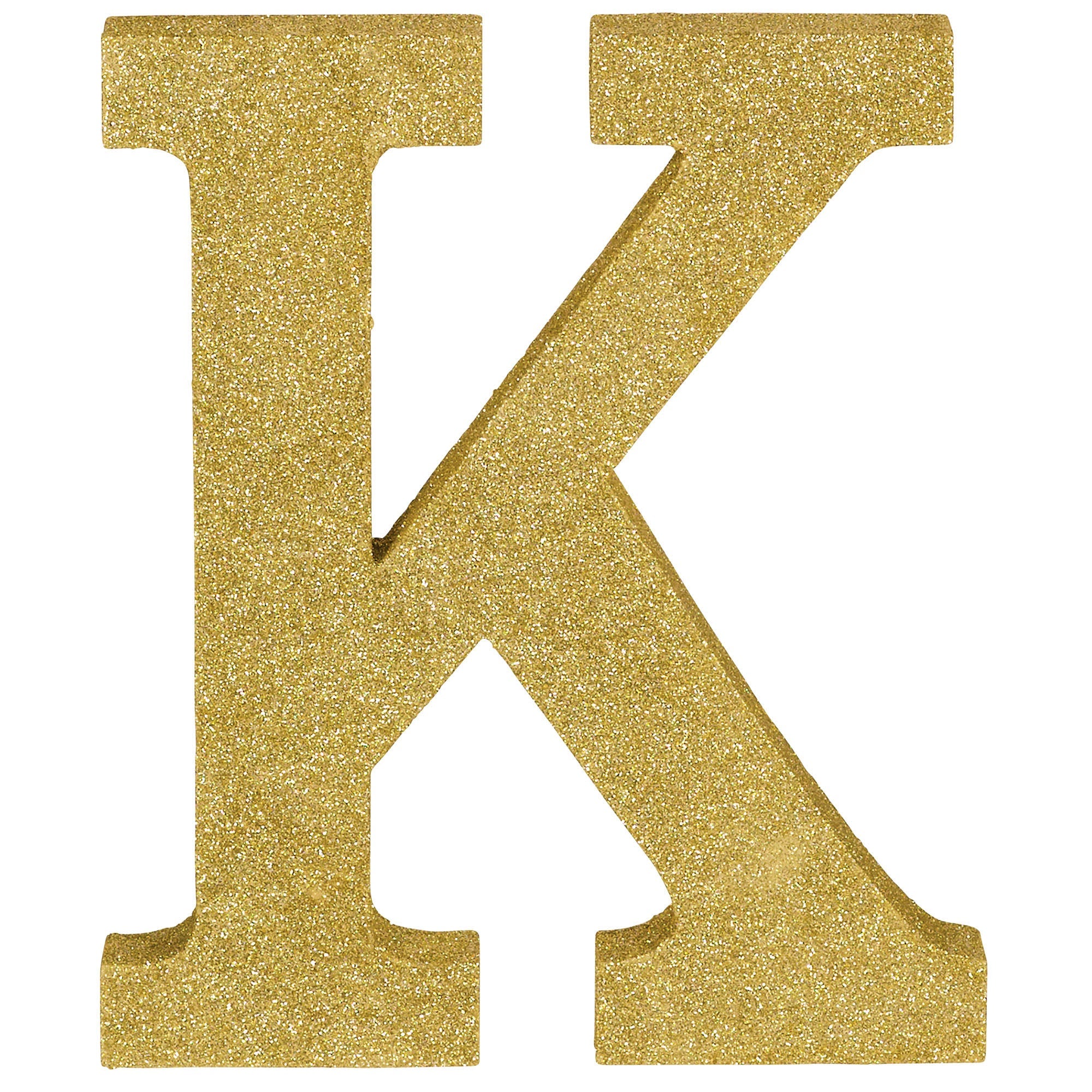Letter K Glitter MDF Decoration Gold   8.875x7.50 x1in
