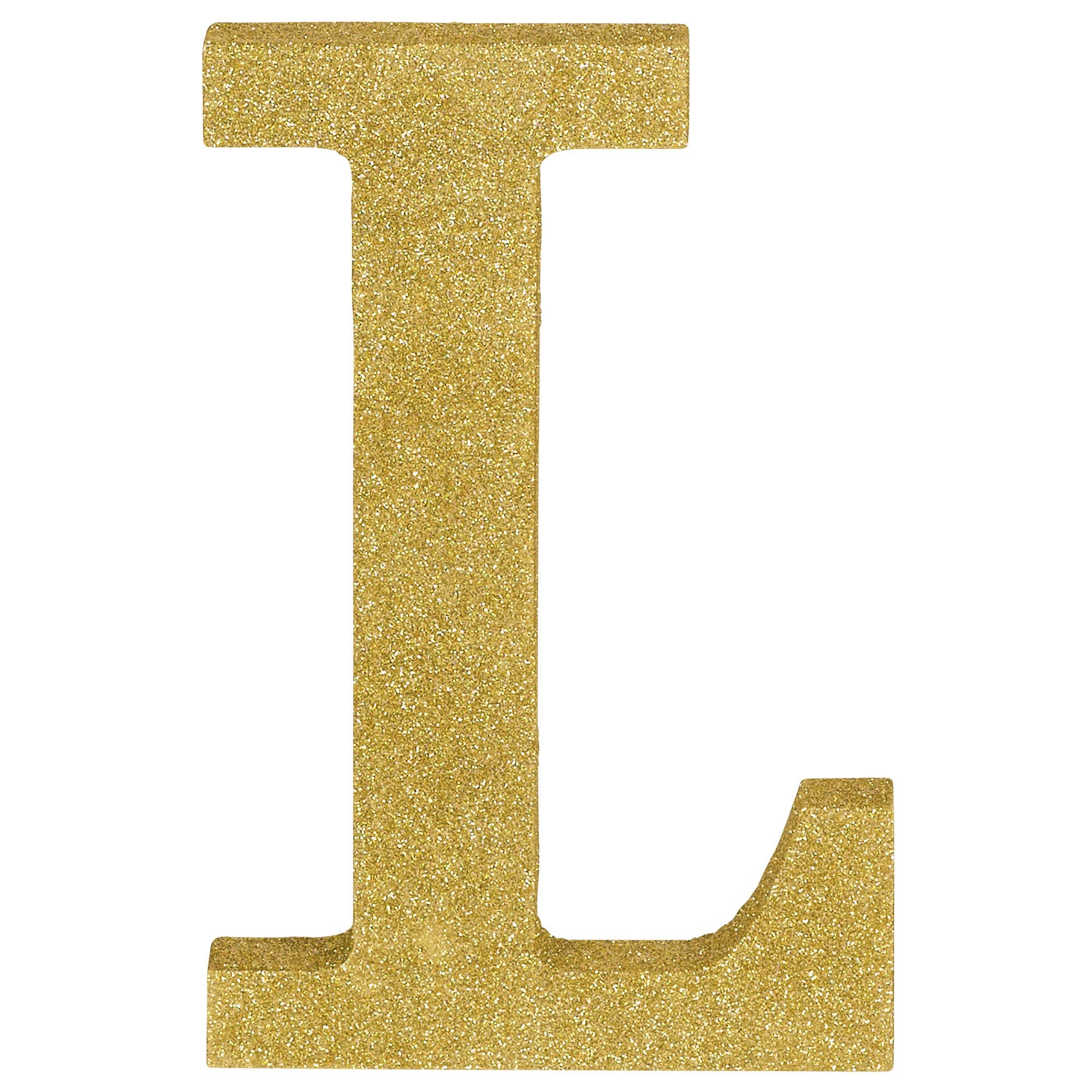 Letter L Glitter MDF Decoration  Gold  8.875x5.875x1in

