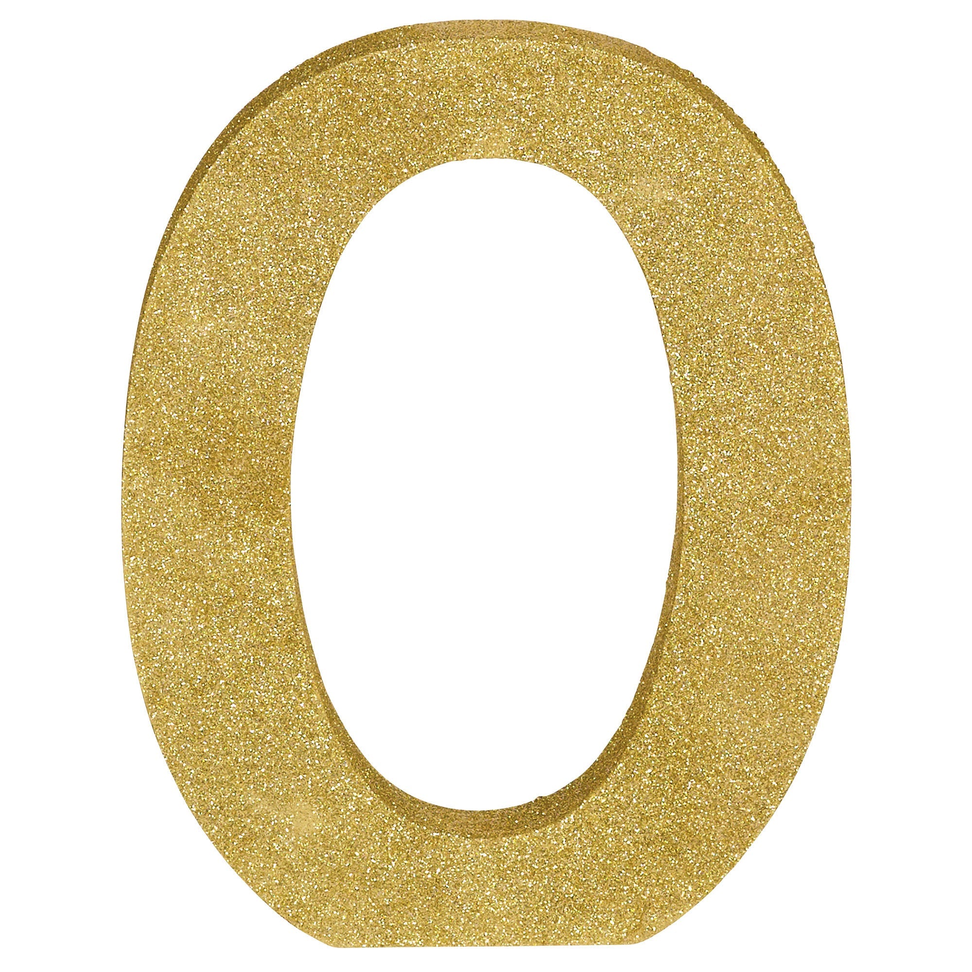 Letter O Glitter MDF Decoration  Gold  8.875x6.875x1in
