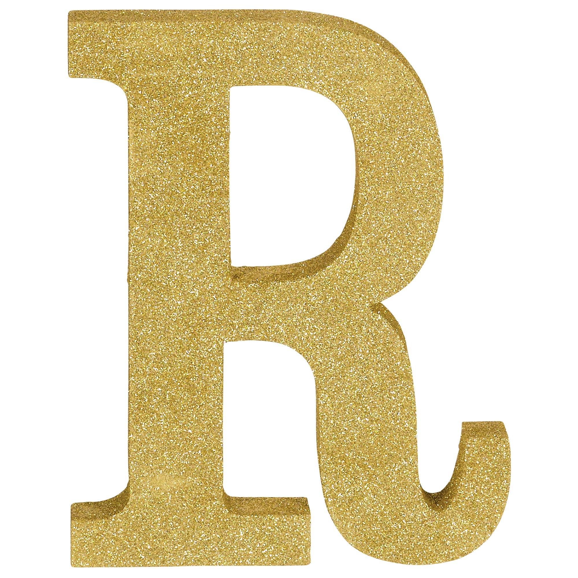 Letter R Glitter MDF Decoration  Gold  8.875x7x1in
