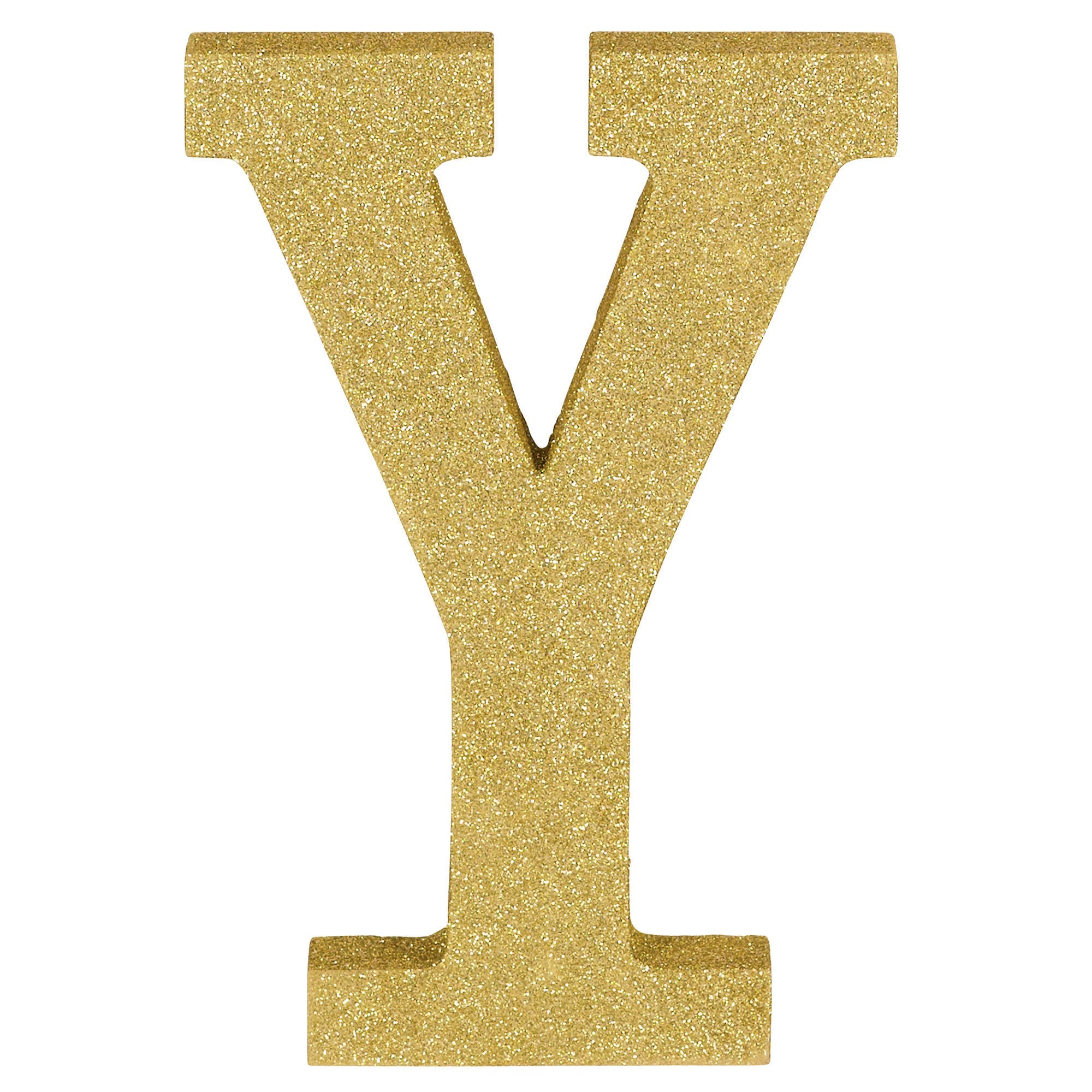 Letter Y Glitter MDF Decoration  Gold  8.875x6.5x1in