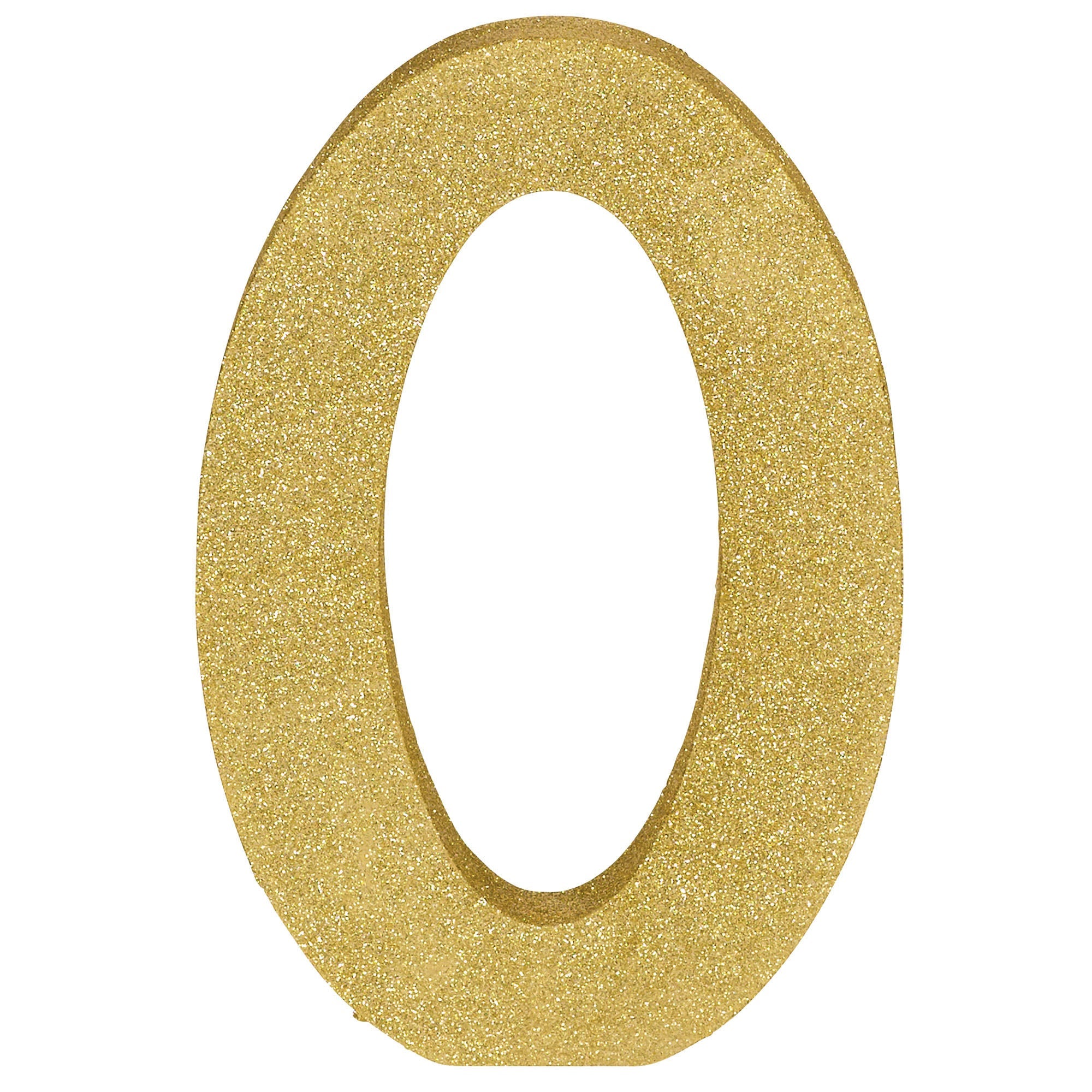 Number 0 Glitter MDF Decoration  Gold  8.875x5.875x1in
